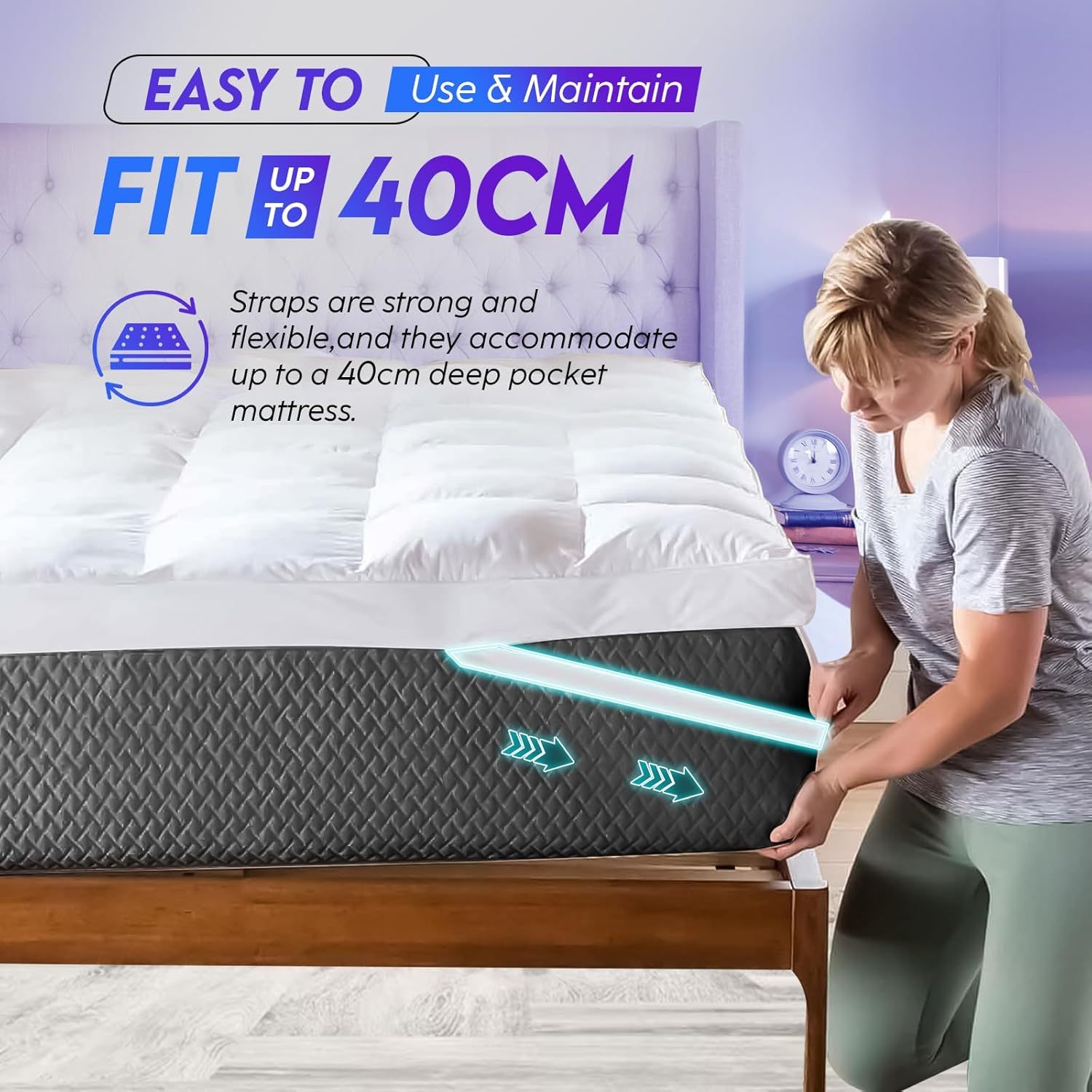 Hotel Quality Mattress Topper Extra Thick 10cm / 4 Inches Bounce Back Mattresses Toppers Single Double King SmallDouble 4Feet Superking Sizes Quilted Matress Pads