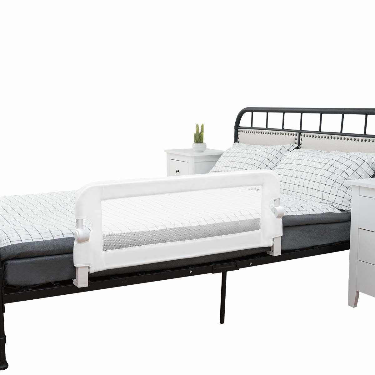 Folding Bed Rail, Bed Guard Rail With Adjustable Straps, Folding, Fall Protection Bed 180° Foldable For Parents' Beds, Children's Beds (white, 105 X 42 Cm)