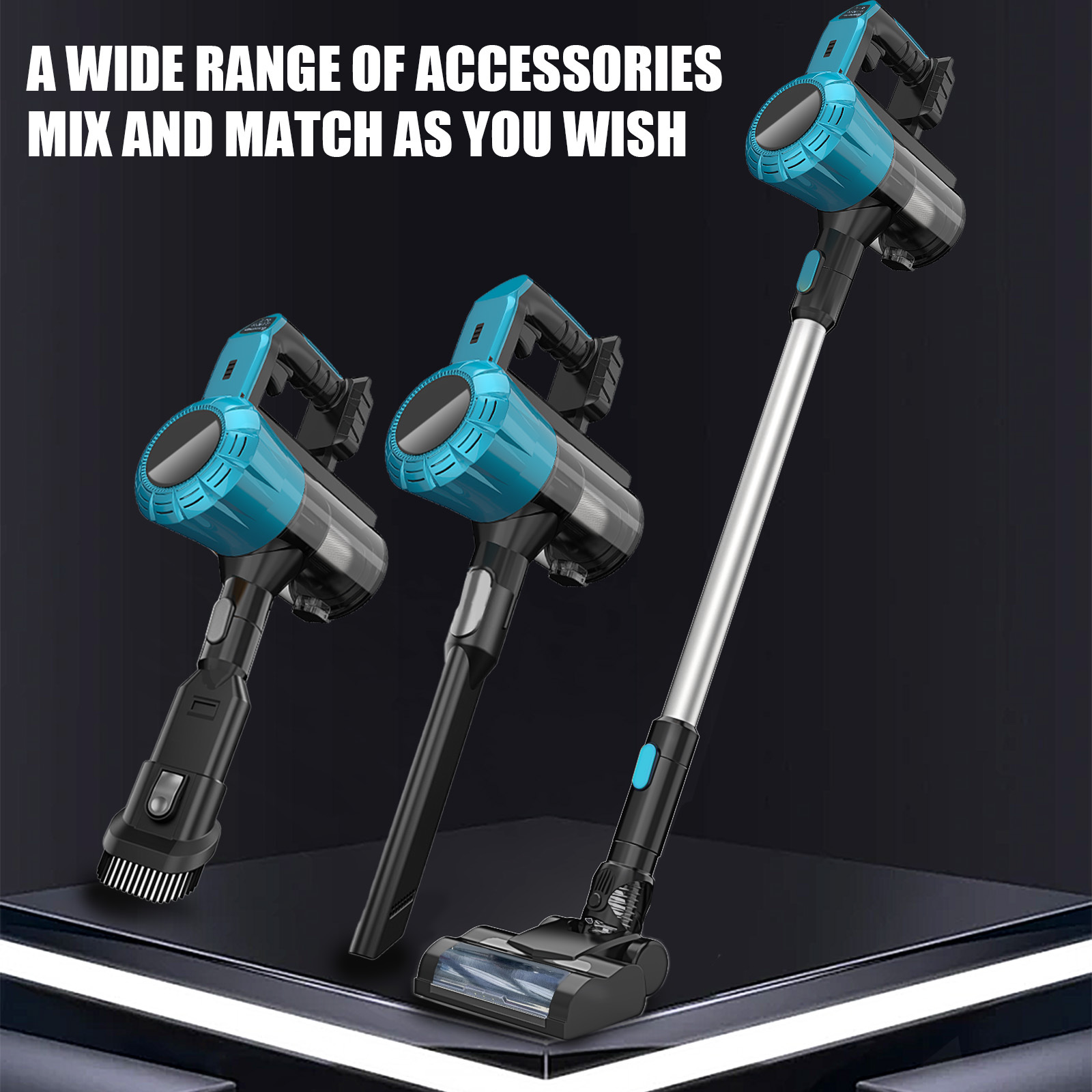 3in1 Cordless Vacuum Cleaner Compatible with Makita 18V Battery, With 2X Rechargeable Batteries, LED Display, Lightweight Handheld Vacuum Cleaner for Carpet, Hardwood Floor, Pet Hair, Car