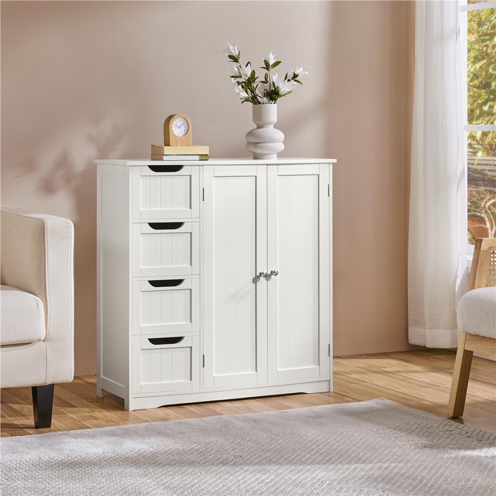 TEMU Costoffs Mobile da Autoportante 56 x 30 x 82 cm Mobiletto Multiuso da Terra in Legno con 4 Cassetti e Ripiano Regolabile per Cucina Soggiorno o