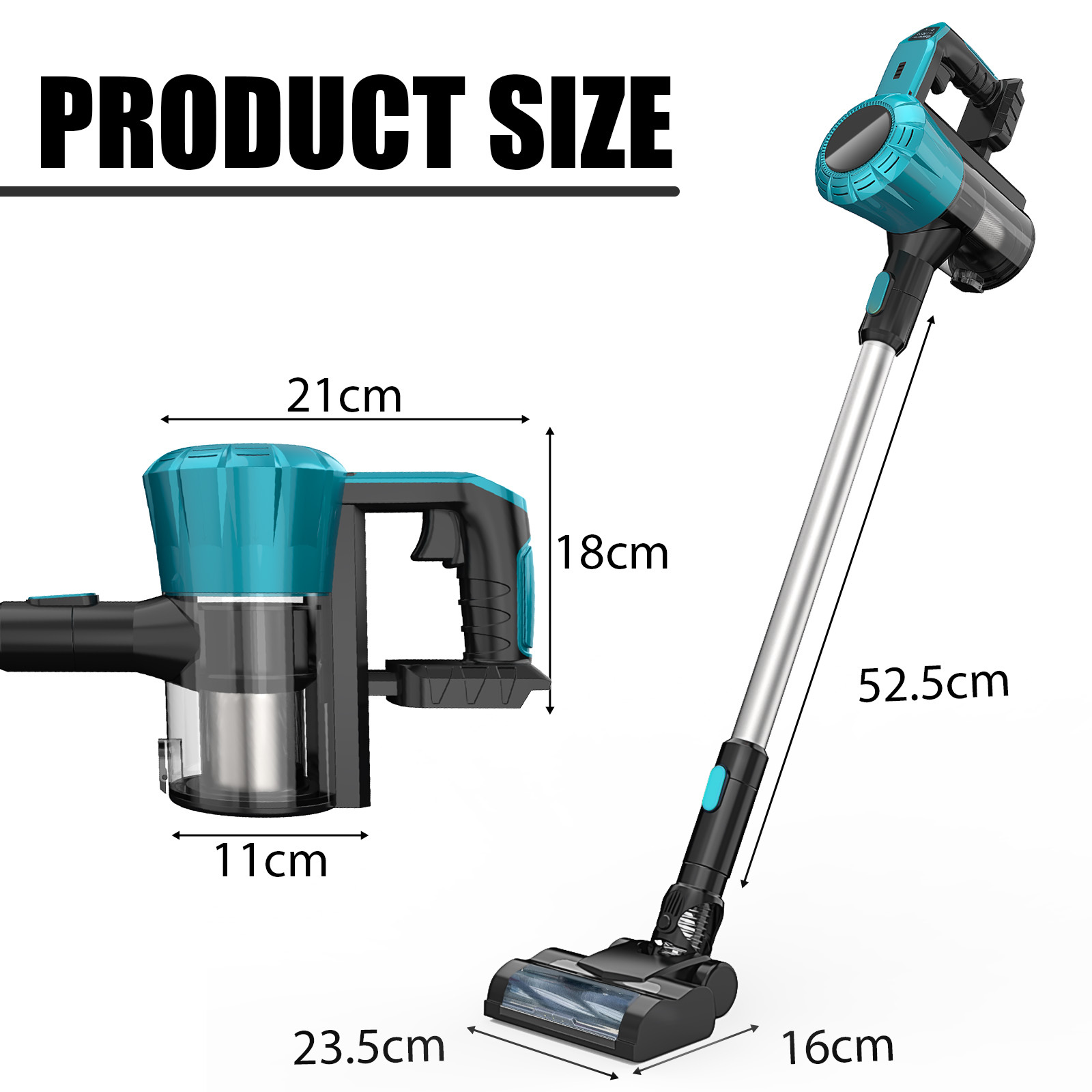 3in1 Cordless Vacuum Cleaner Compatible with Makita 18V Battery, With 2X Rechargeable Batteries, LED Display, Lightweight Handheld Vacuum Cleaner for Carpet, Hardwood Floor, Pet Hair, Car
