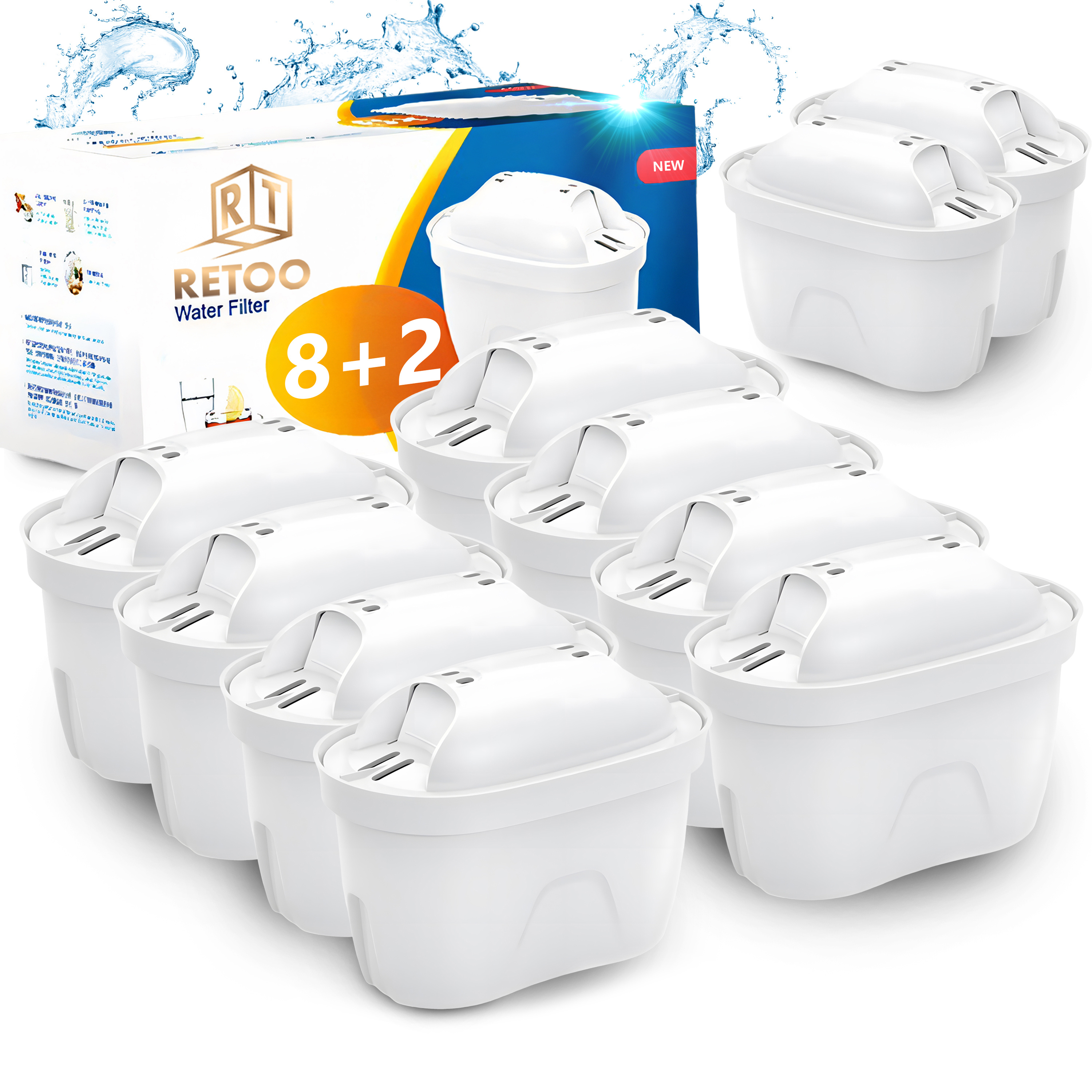 Image of Water Filter For Pitcher With Scale Remover, 8+2 Pieces