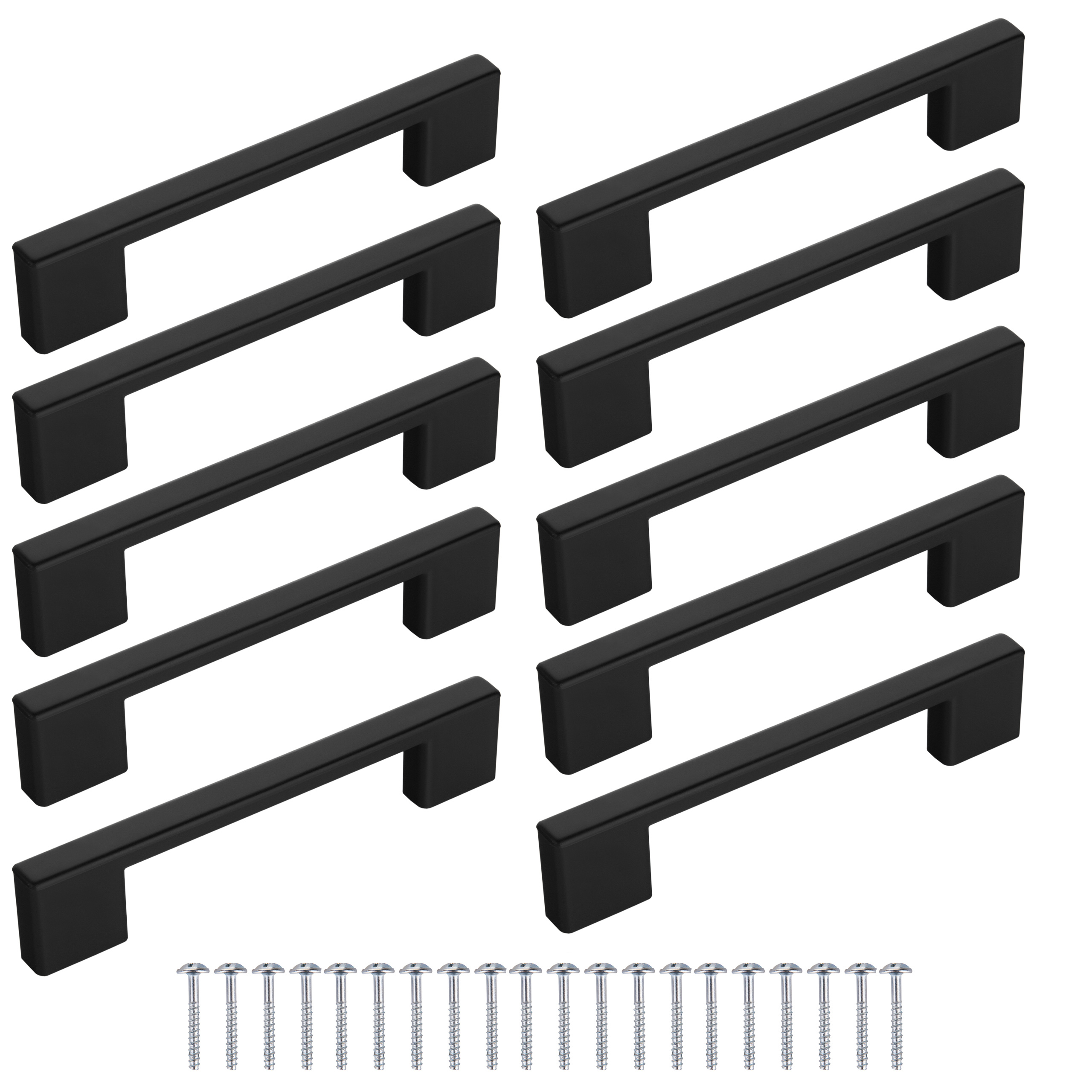 E-shop 10 Stück schwarze, mattierte Möbelgriffe, Lochabstand 3,82 Zoll (96 mm) 5 Zoll (128 mm), modern, ästhetische Griffe für Schränke, Schubladen und