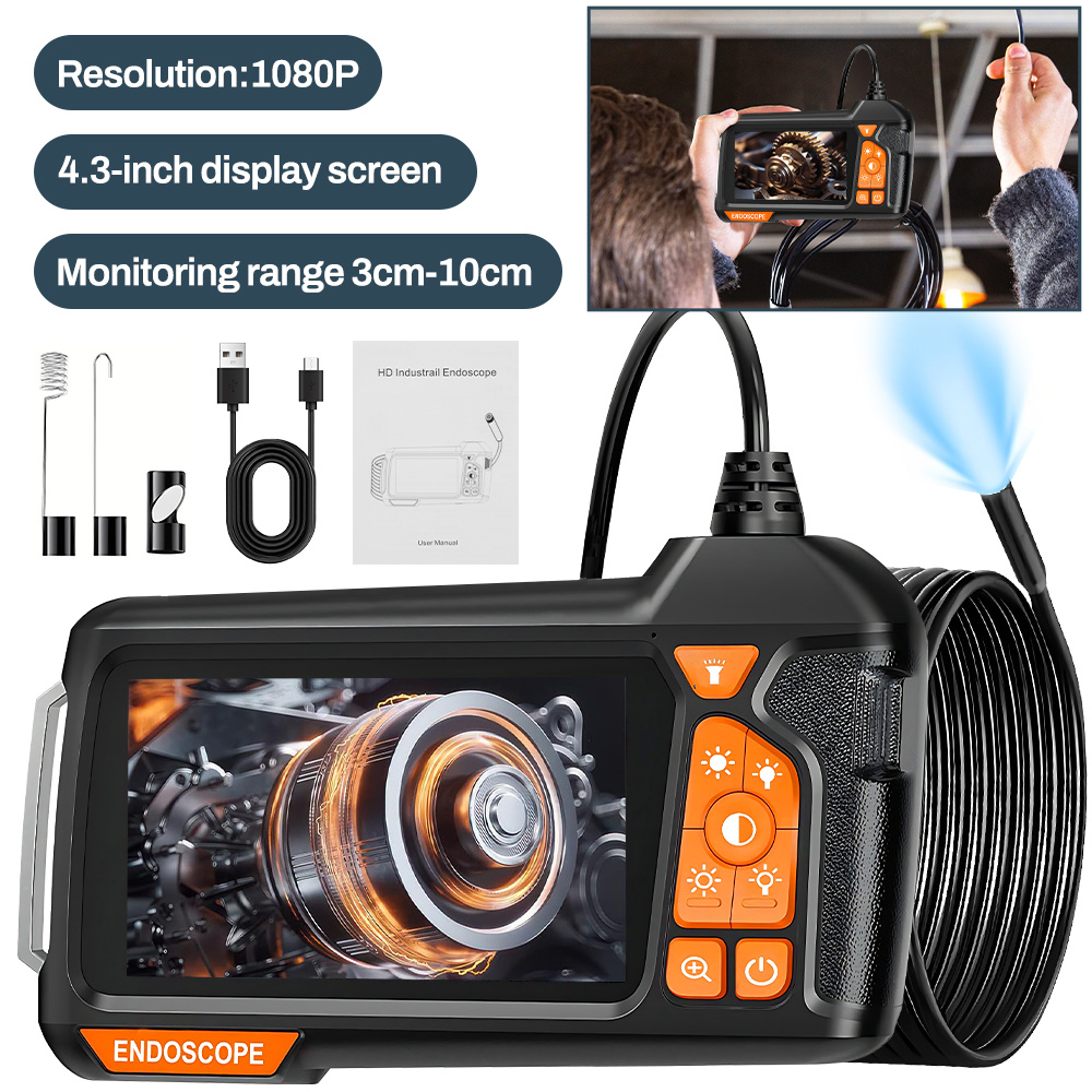5 5mm single lens industrial endoscope with a 4 3 inch ips lcd display 1080p hd led handheld industrial endoscope inspection snake camera featuring an camera for auto repair and plumbing assistance for car factory maintenance inspection details 0