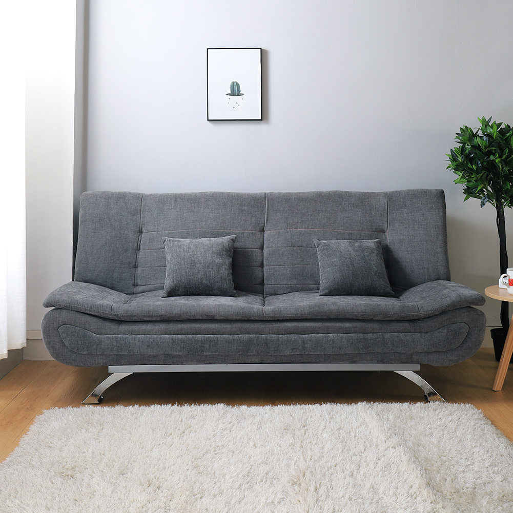 TEMU Modern Linen Fabric 3 Seater Sofabed 3-in-1 Convertible Recliner Sofa Bed Double Sleeper Couch Settee Bed, Grey