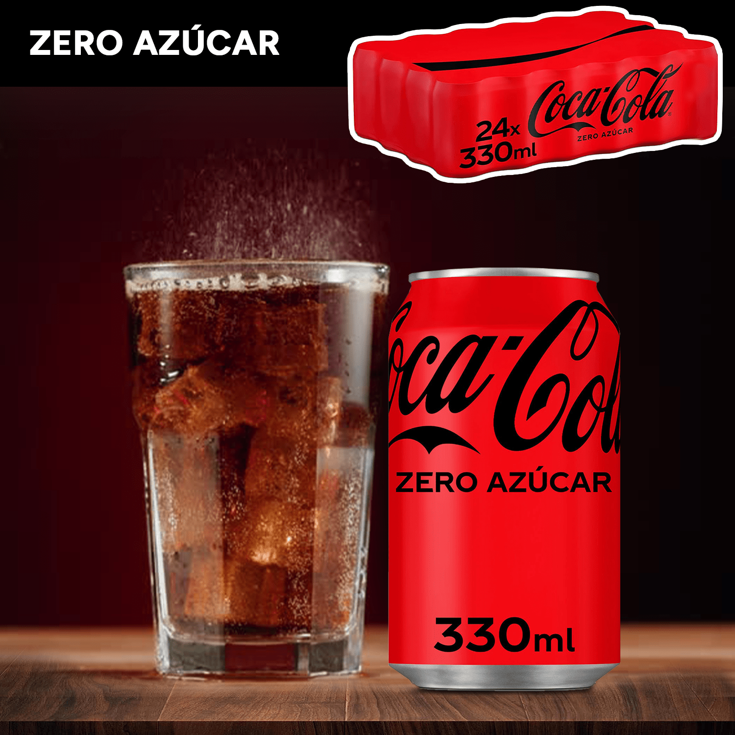 TEMU Coca-Cola Zero Azúcar, Refresco de Cola sin Azúcar, sin Calorías, Pack de 24 Latas de 330ml