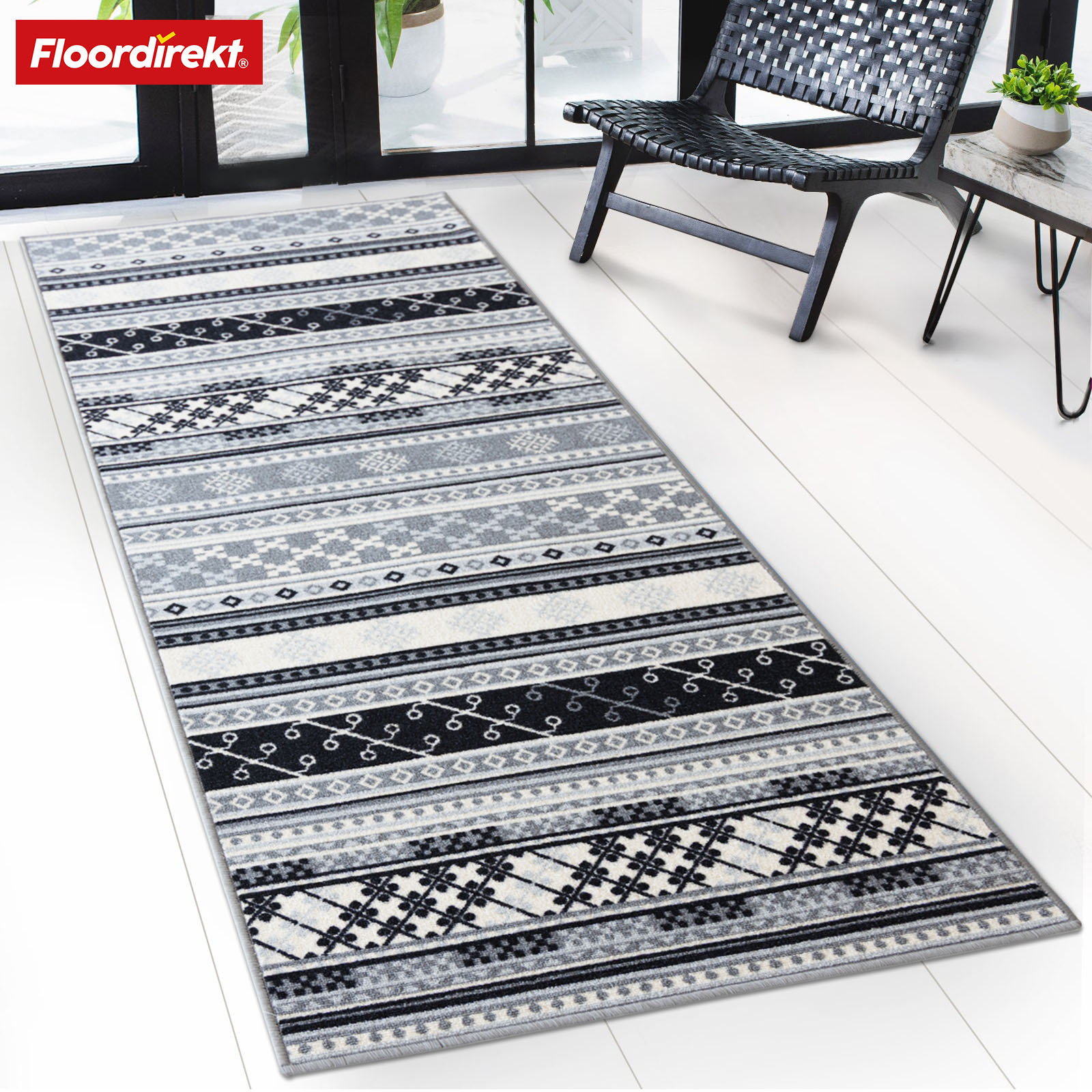 Floordirekt Runner Rug - Fine Twist Patterned Rug In Grey-blue - For Kitchen, Hallway & Living Area