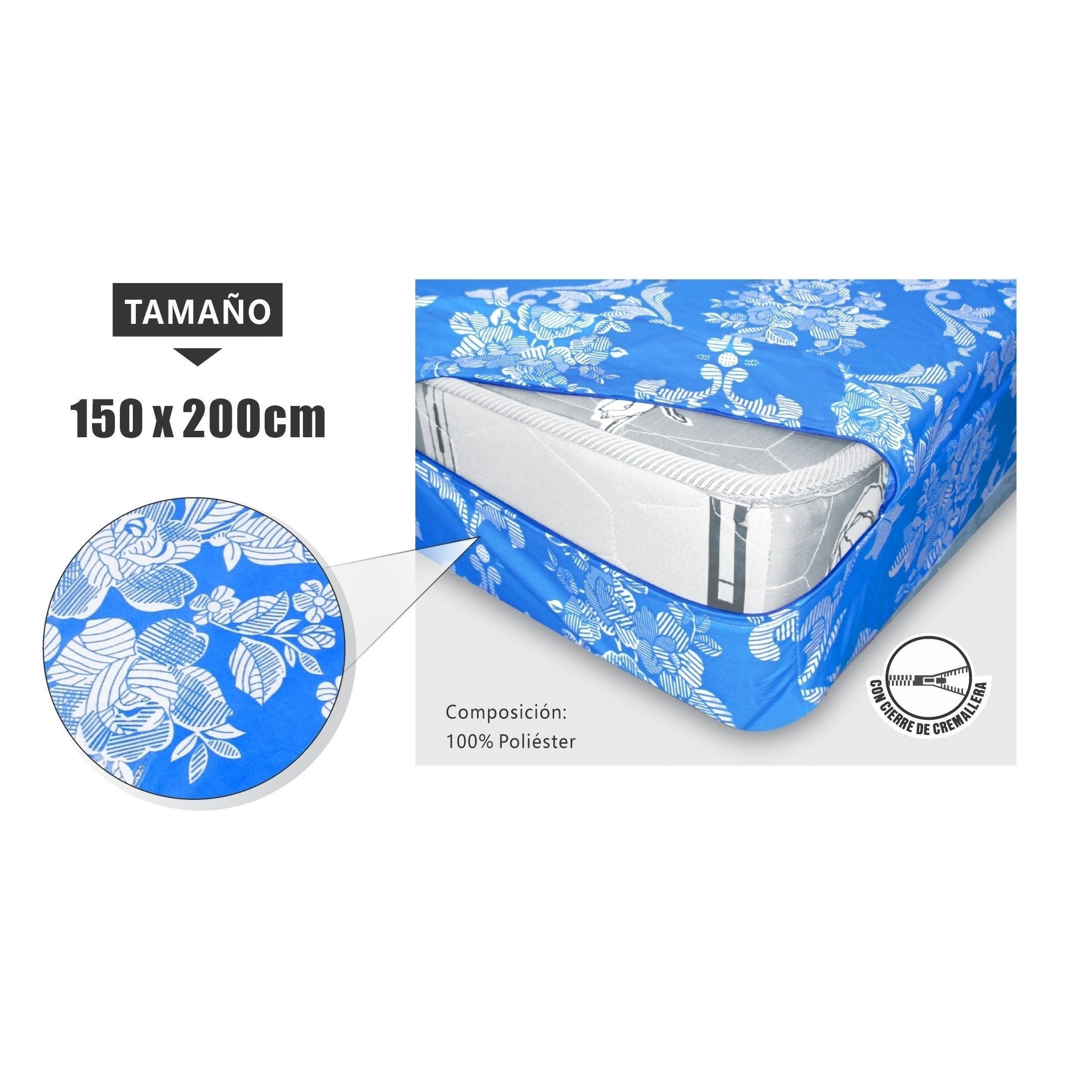 TEMU Protège-Matelas KD Estampé, Housse de Matelas Entièrement Zippée. Facile à Enfiler, Durable, et Confortable 100% Polyester. Imprimé .