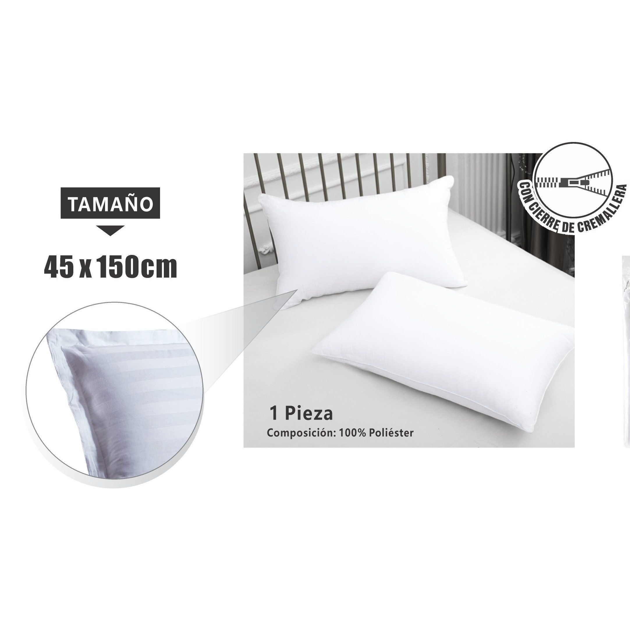 TEMU Almohada Transpirable, Protector Almohada 70/80/90/105/135/150 cm. 100% Poliester Con Cierre Cremallera