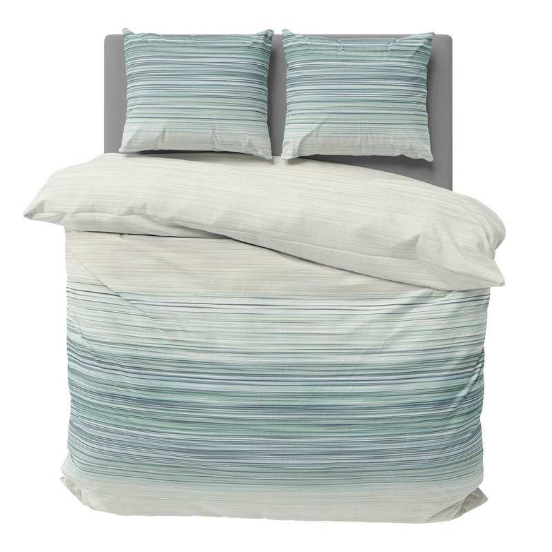Bed Linen 200x200 Cm Striped Beige Green Modernpillowcase 80x80 Cm With Zipper