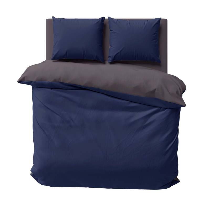 Bedding 200x200 Cm Dark Blue Single-color Double Bed Reversible Microfiber Pillowcase 80x80 Cm With Zipper