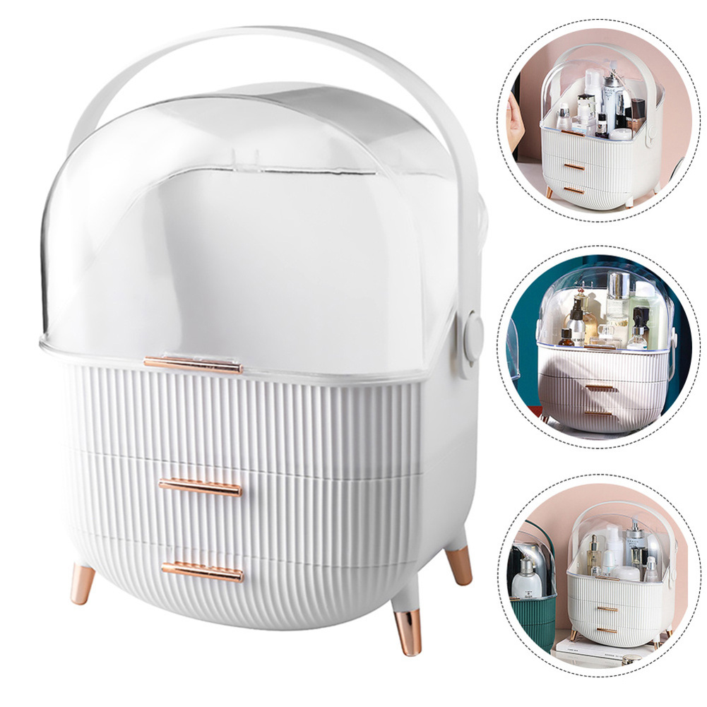 Makeup Case, Makeup Organiser Storage Box, Cosmetic Storage Box Makeup Organiser, Cosmetics Display Case with Transparent Cover, Multi-Function Make Up Case, Cosmetics Storage Box Suitable for Bathroom Countertop and Bedroom Vanity Dresser, Makeup Storage Organiser (White)