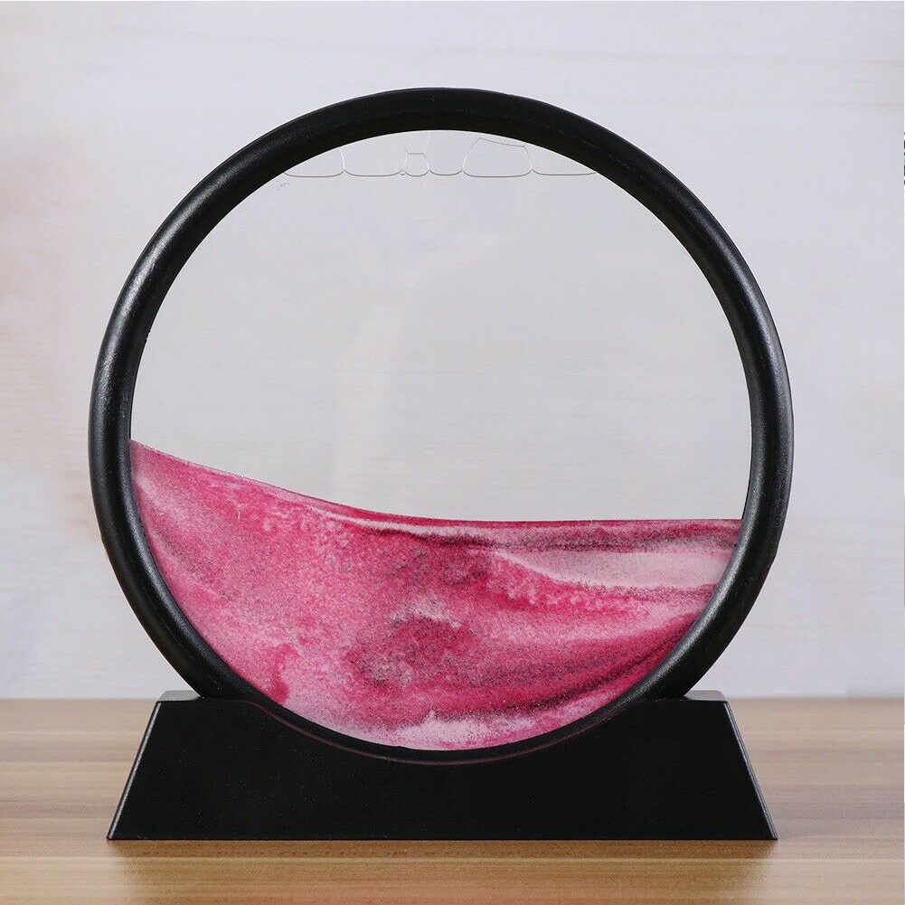 TEMU 1pc Art Moving Liquid Art Picture, 3d Deep Sea Sandscape In Round Glass Frame, Uncharged Motion Sand Art Decor, 7-inch, No Battery , Ideal For