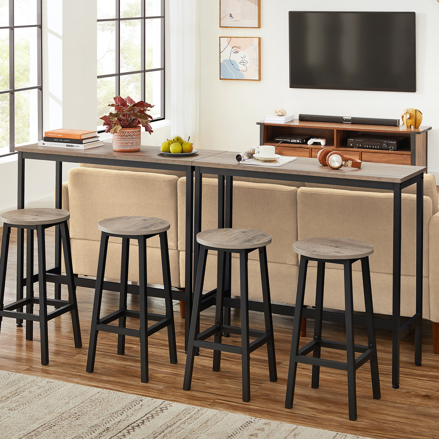 Barhocker 2er Set Mit Samtpolster – 67,3 Cm Hoch, Rutschfeste Metallfüße, Einfach Montierbar Für Küche & Esszimmer