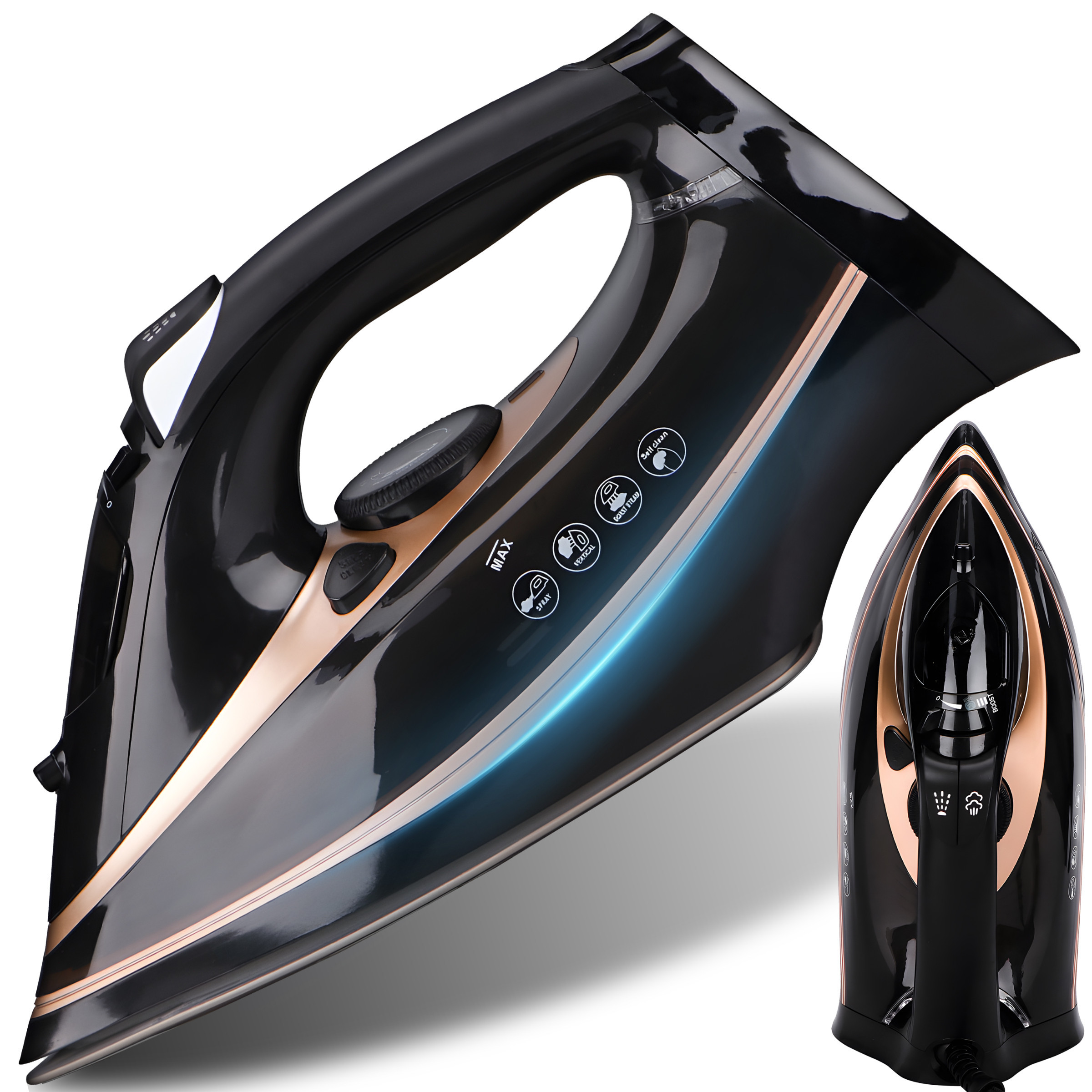 TEMU Fer à repasser vapeur 3000W Retoo TechPro, semelle en céramique aluminium, anti-tartre, anti-gouttes, auto-nettoyant, poignée ergonomique,
