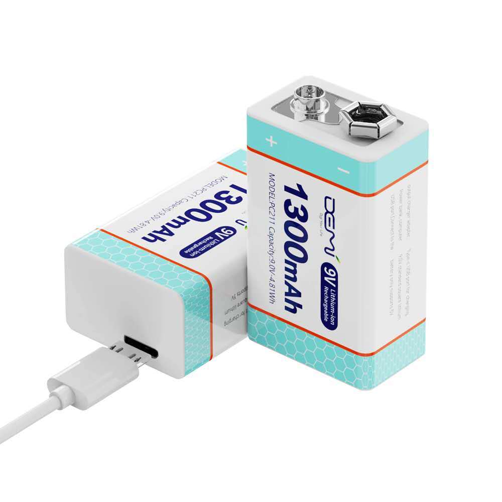TEMU 2pcs Demi 9v Lithium Rechargeable Battery 9-volt Li-ion + Usb Charging Cable