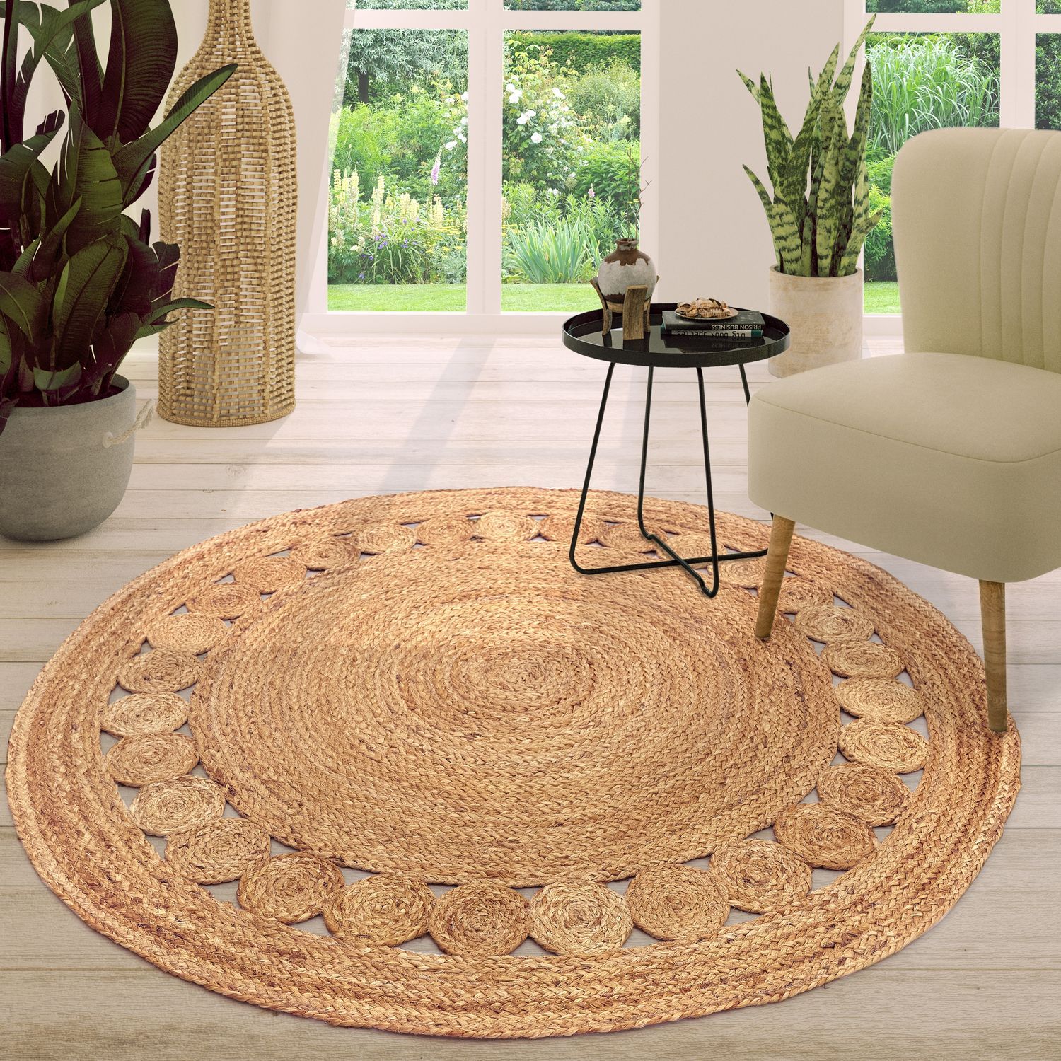 Living Room Carpet Round Short Pile Ready-to-hang Border