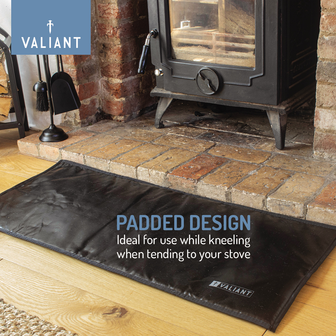 Valiant Fireside Heat Protective Hearth Mat | For Open Fires, Stoves, Chimeneas, Fire Pits & Pizza Ovens in Black