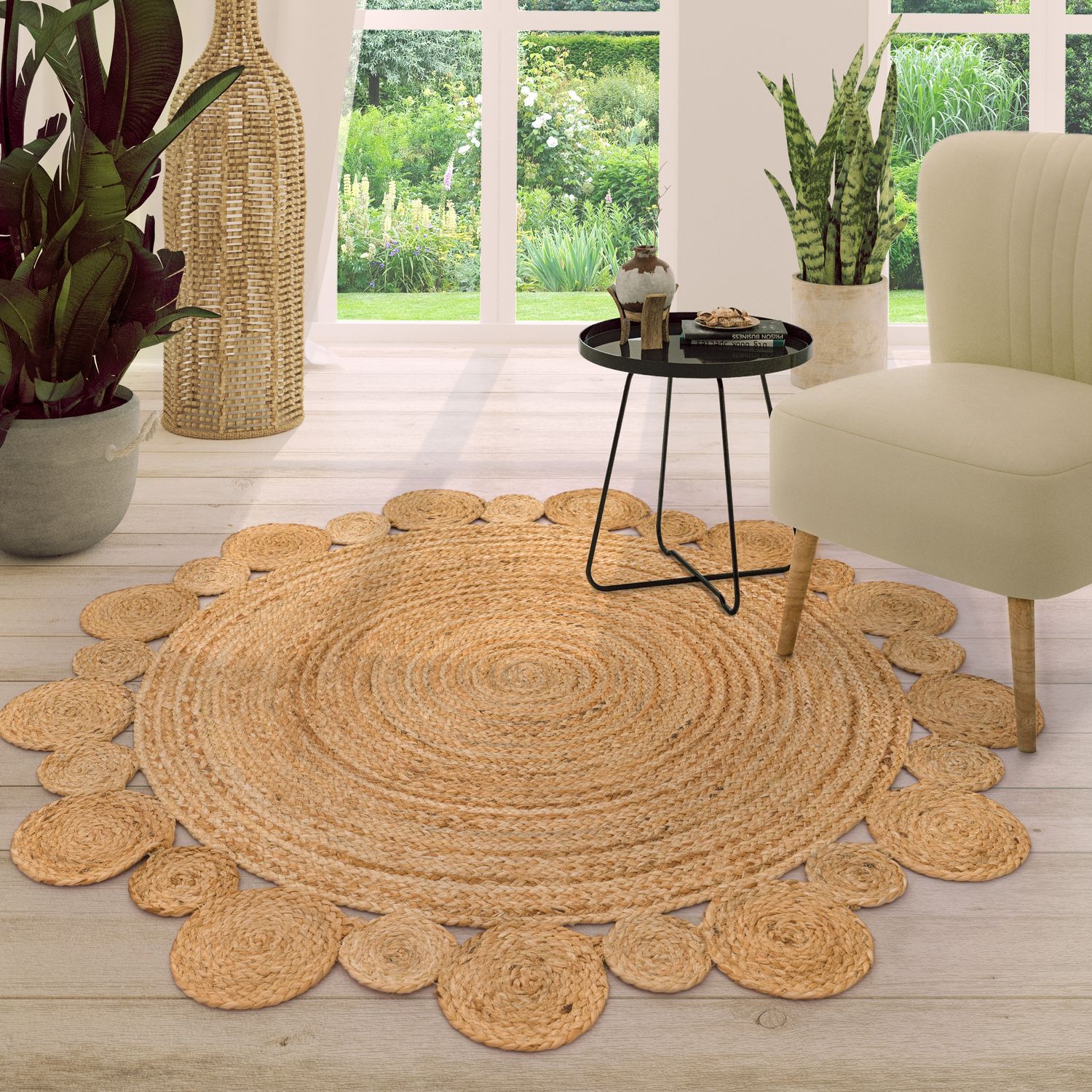 Living Room Carpet Round Low Pile Ready To Hang Modern