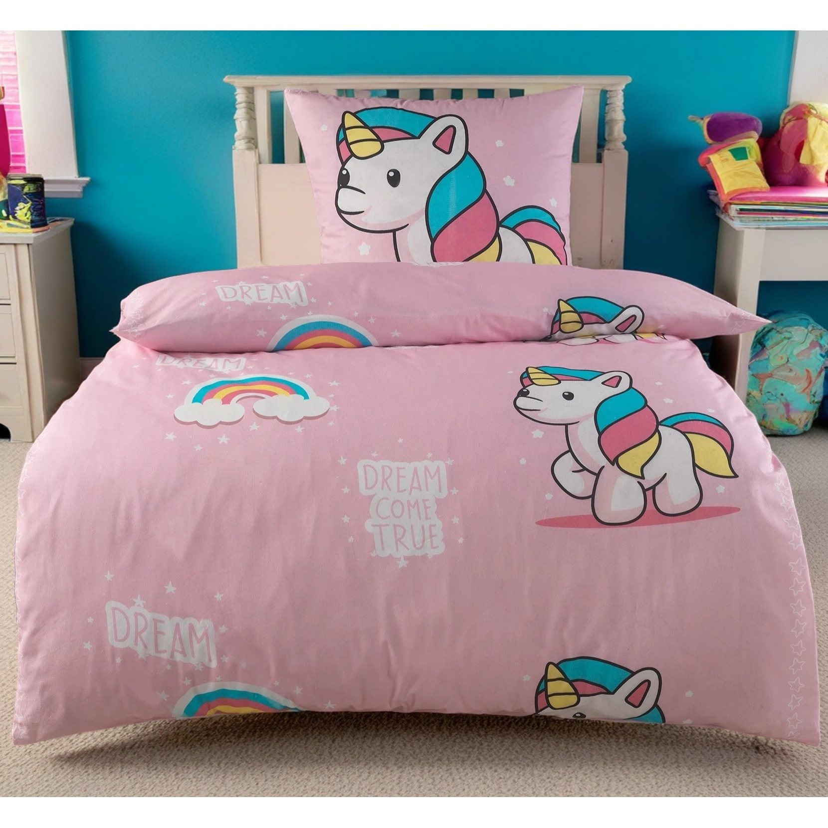 E-shop Fein-Biber Bettwäsche 135x200 Biber, extra flauschige weich Bettbezug, Einhorn Bettdecke, kuschelige Kinder Mädchen Bettwäsche