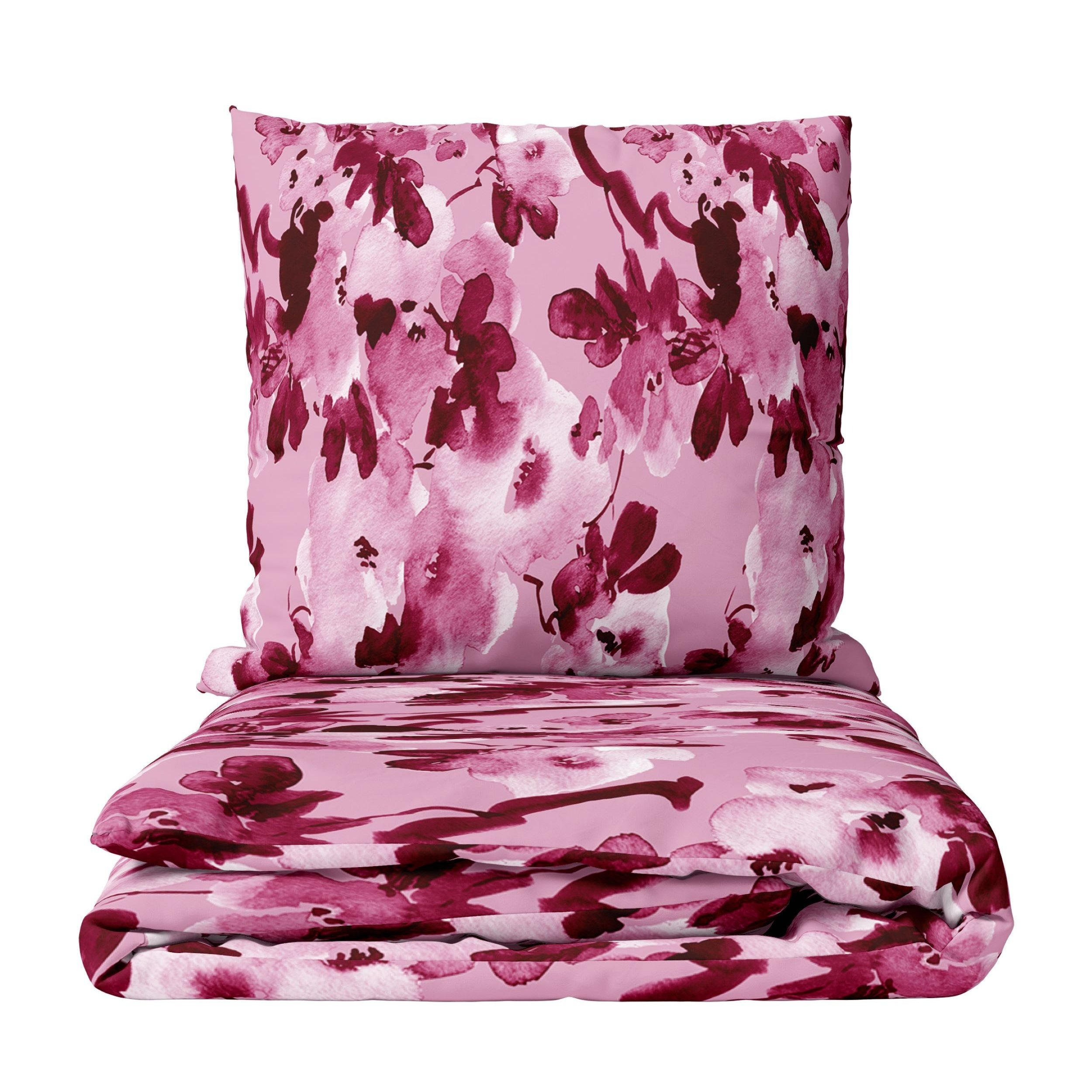 E-shop Bettwäsche Biber Baumwolle Blumen Set Weiss Floral Modern Kissenbezug 80x80 cm mit Reißverschluss