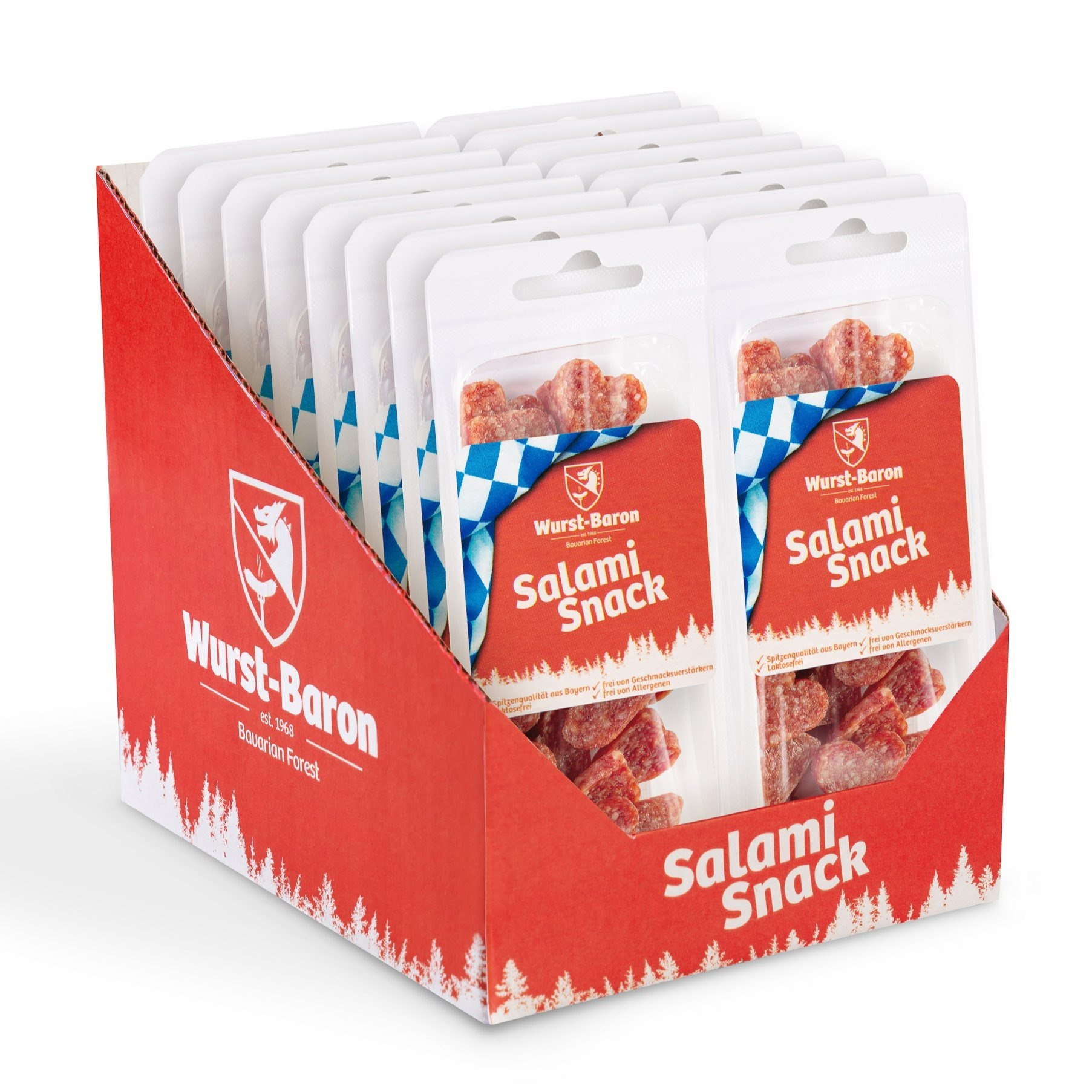 Image of Wurstbaron® Salami Mini Hearts - 16x50 G Snackbox (800 G) - Heart-shaped Sausage Snacks From Bavaria