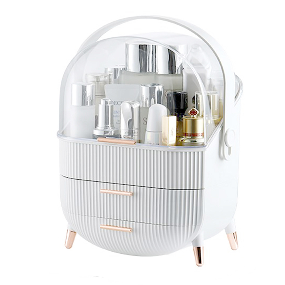 Makeup Case, Makeup Organiser Storage Box, Cosmetic Storage Box Makeup Organiser, Cosmetics Display Case with Transparent Cover, Multi-Function Make Up Case, Cosmetics Storage Box Suitable for Bathroom Countertop and Bedroom Vanity Dresser, Makeup Storage Organiser (White)