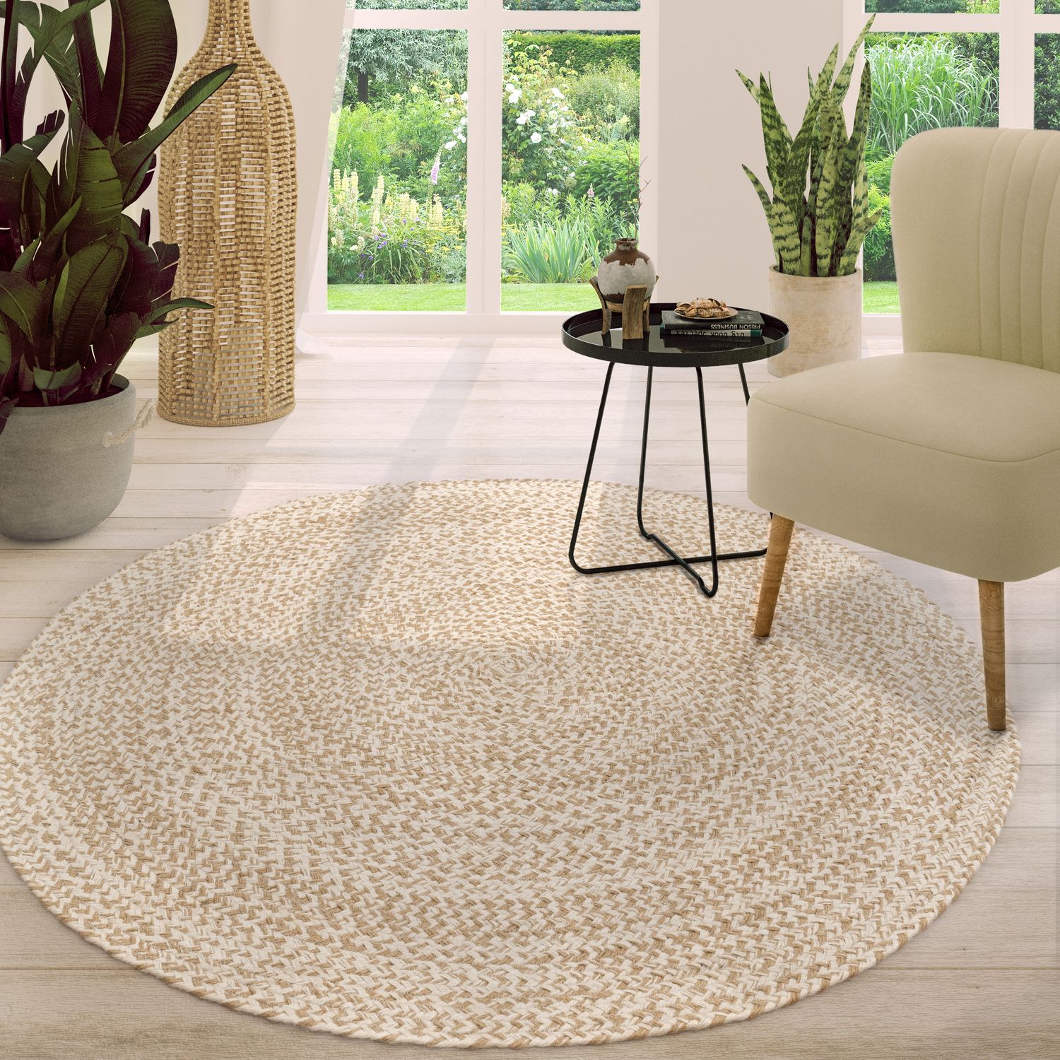 Living Room Rug Jute Round Modern Boho