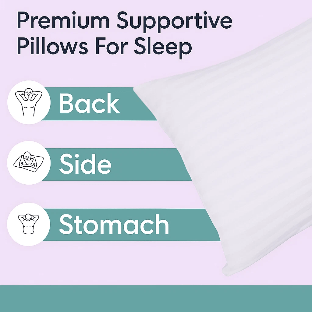 Hotel Quality Stripe Pillows Soft Support Bounce Hollowfibre Pillow Pack of 2 &4