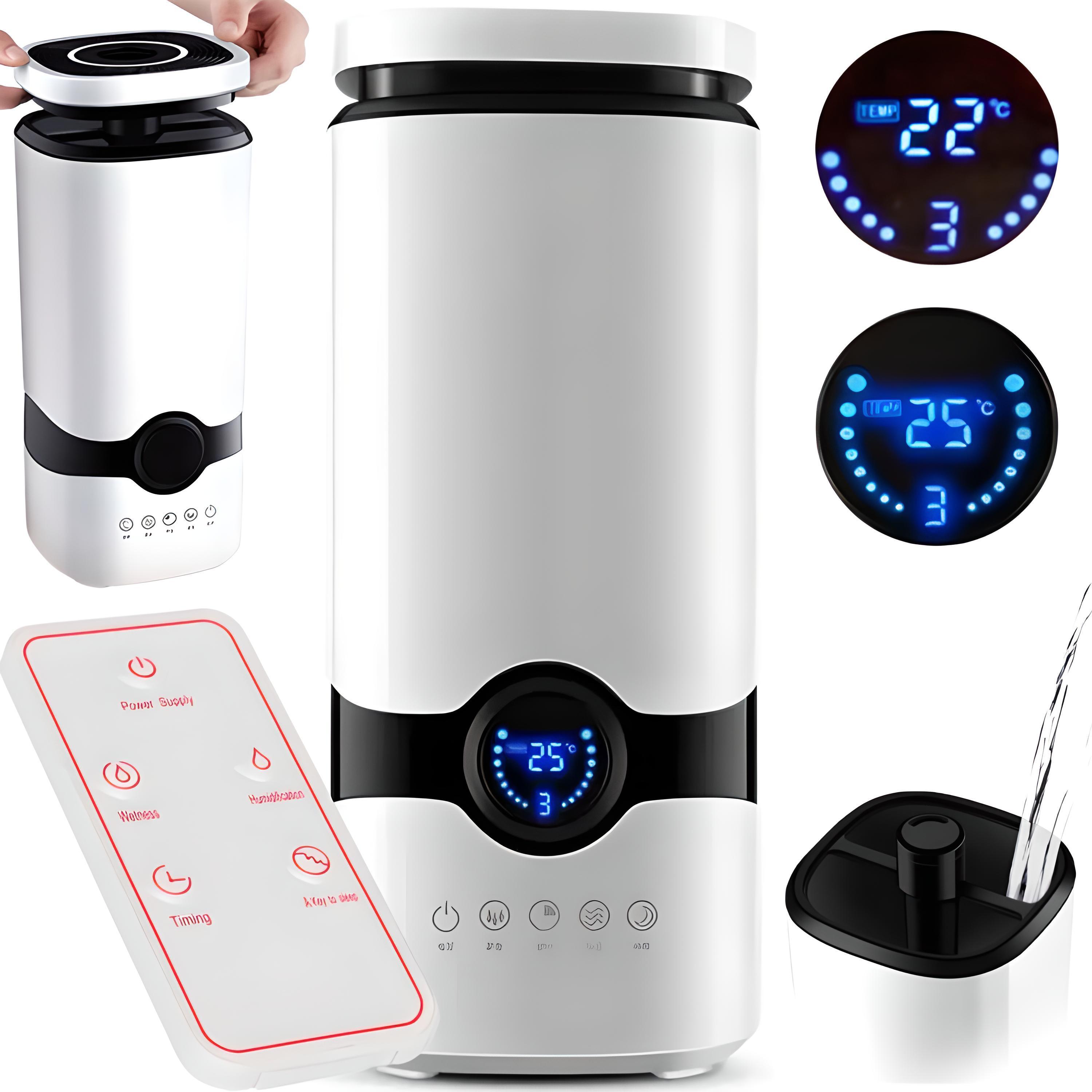 Automatic Aromatherapy Humidifier 2-in-1 with 4.5L Capacity, 25W Power, Quiet <30 dB, Large Room Humidifier, Modern Design, Mist Diffuser, Ultrasonic Technology, 4h Max Runtime, for Essential Oils, Portable, 21-30 m² Coverage, LED Display, 250 ml/h Humidification Rate, Hygrometer & Thermometer, Remote & Panel Control, SLEEP Function