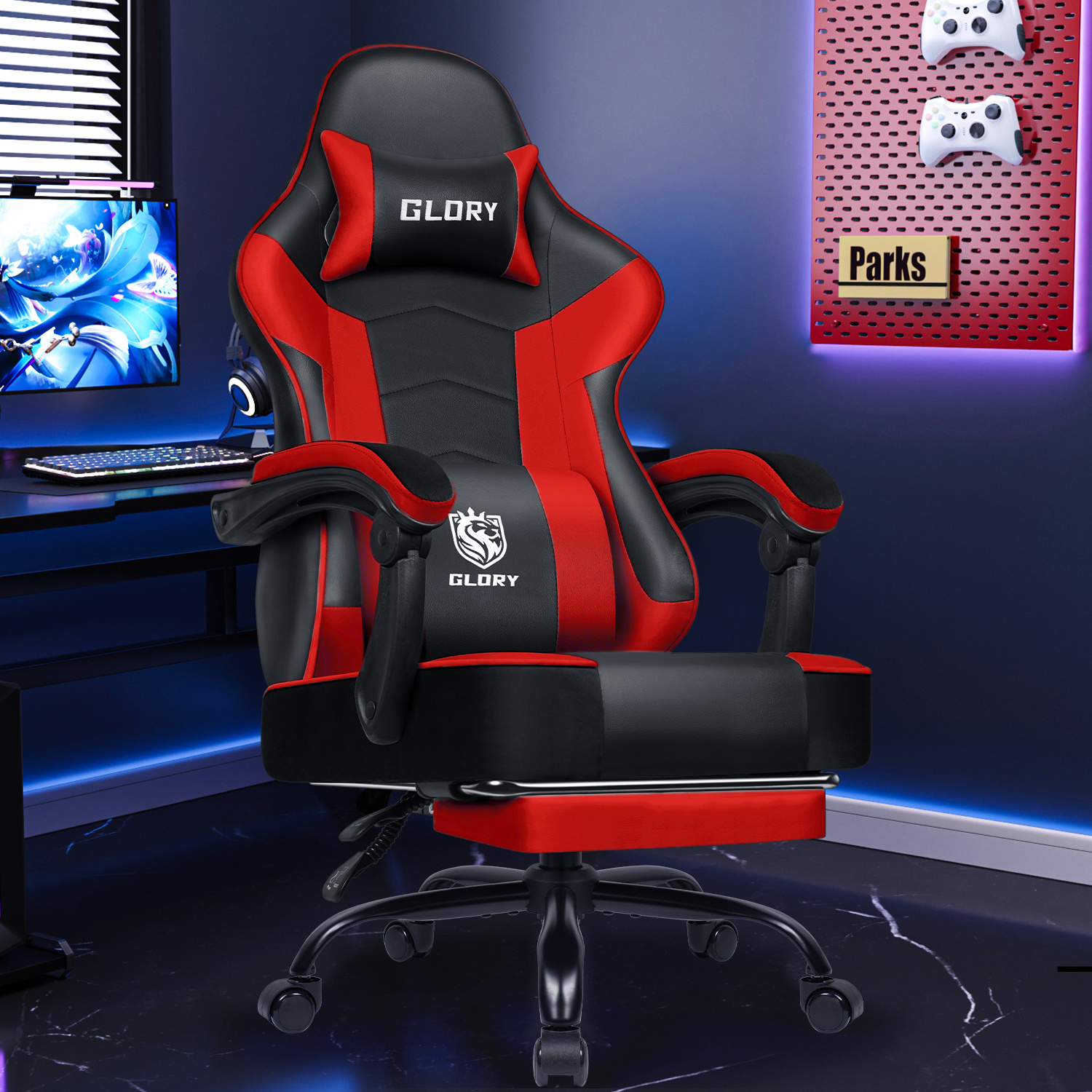 Gaming Chair, Reclining From 90° To 170°, With Footrest, Height Adjustable, , Comfortable Seat Cushioning