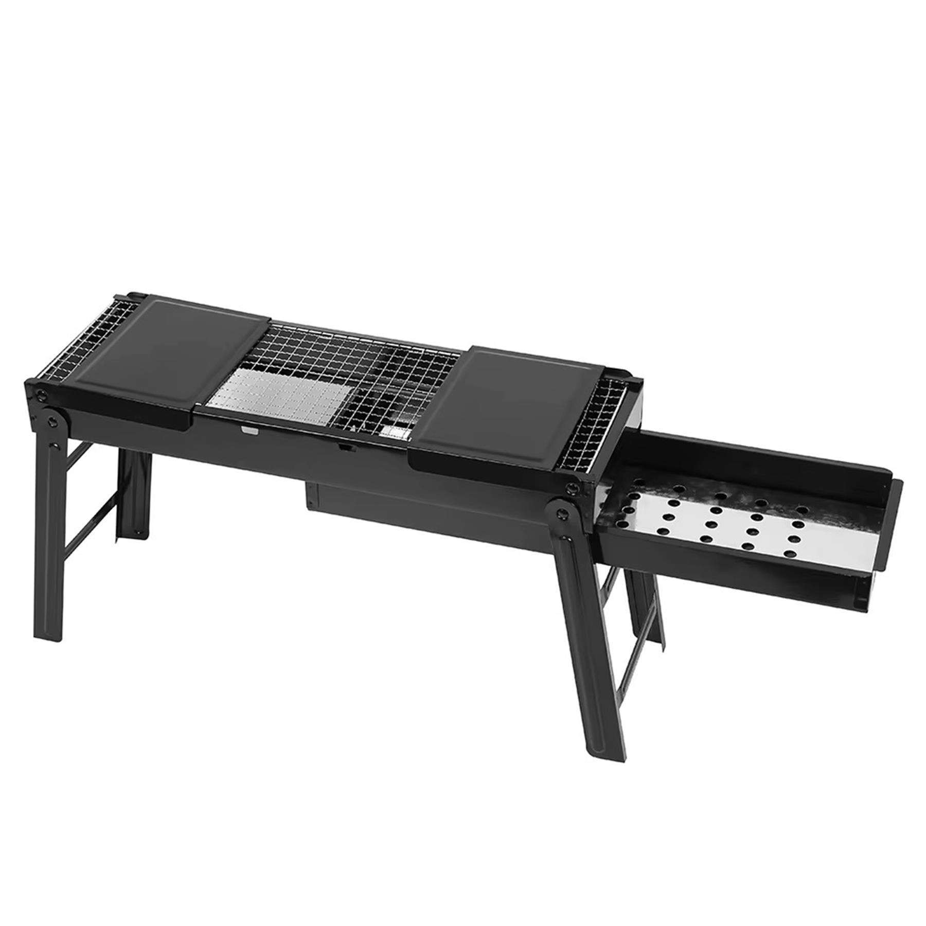 TEMU Stainless Steel Portable Charcoal Bbq Grill With Foldable Trays – Lightweight Folding Barbecue For Garden, Patio, Travel, Camping & Picnics –