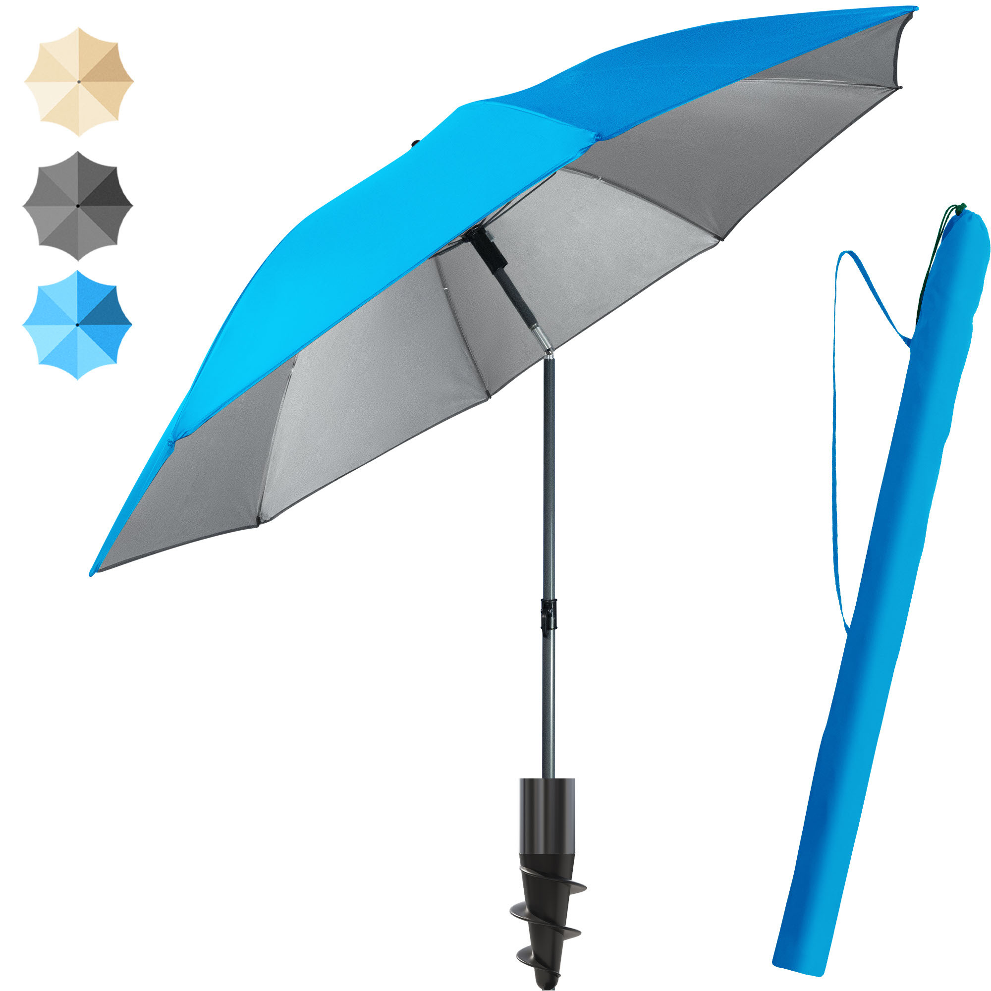 TEMU Men's Beach Umbrella In Blue – Premium Upf 50+ Beach Umbrella With 180 Cm Diameter, Ideal For Sun Protection On The Beach And Balcony.