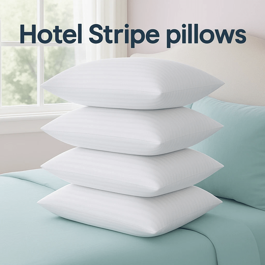 Hotel Quality Stripe Pillows Soft Support Bounce Hollowfibre Pillow Pack of 2 &4
