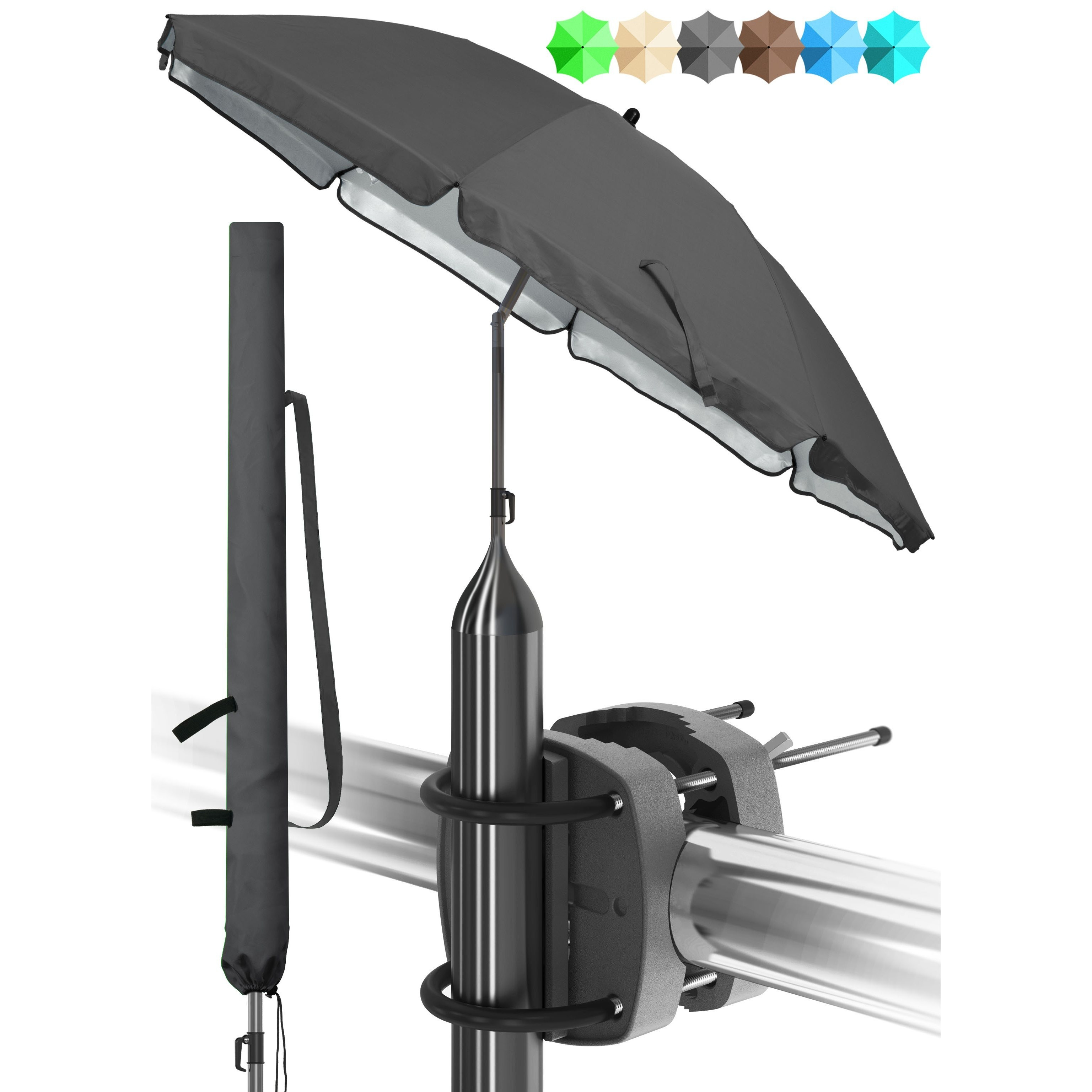TEMU Balcony Parasol In – Practical 3-in-1 Set For Balcony Sun Protection. The Set Includes A High-quality Upf 50+ Balcony Parasol (180 Cm Diameter),
