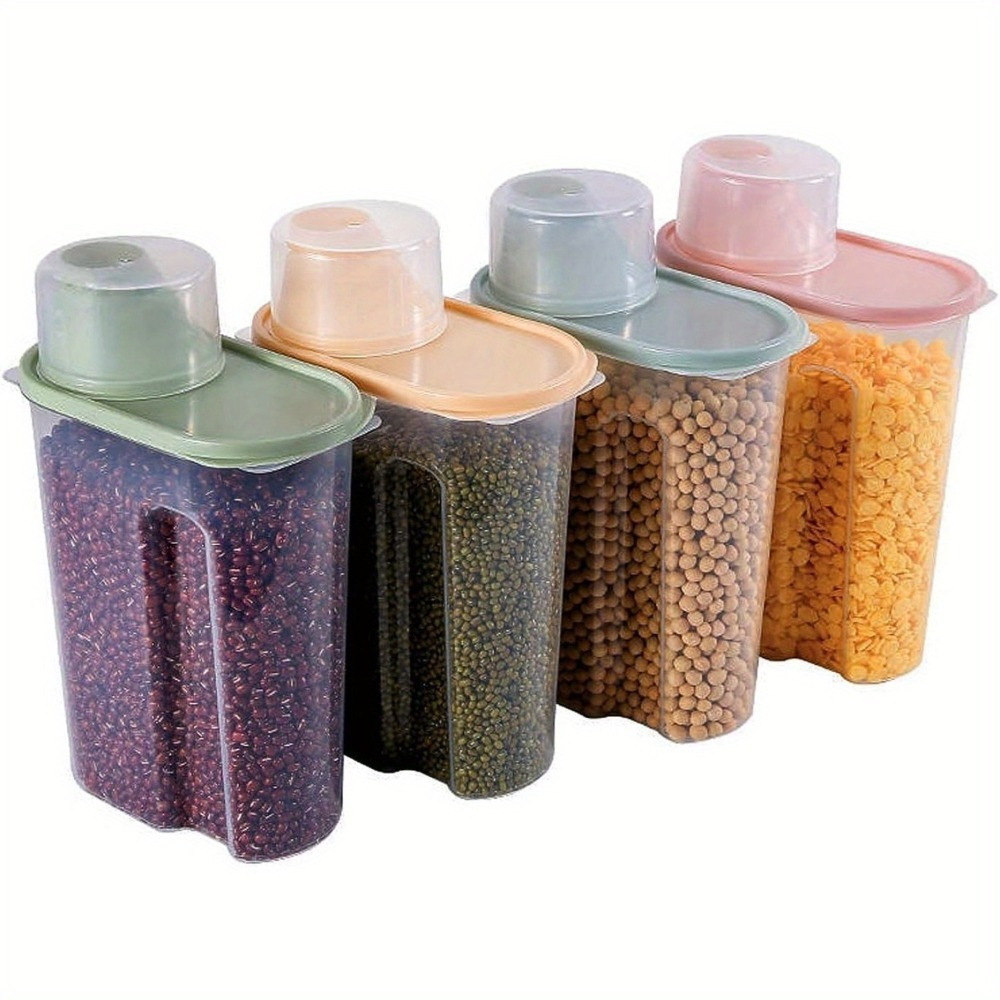 TEMU 2.2l Large Capacity 4pcs Airtight Dry Food Containers Durable Cereal Storage Box