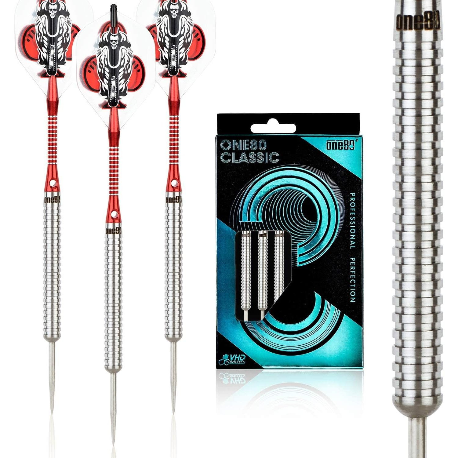 Image of One80 Darts Professional Darts With Metal Tip Steel Darts Set With Flights And Shafts, 22g