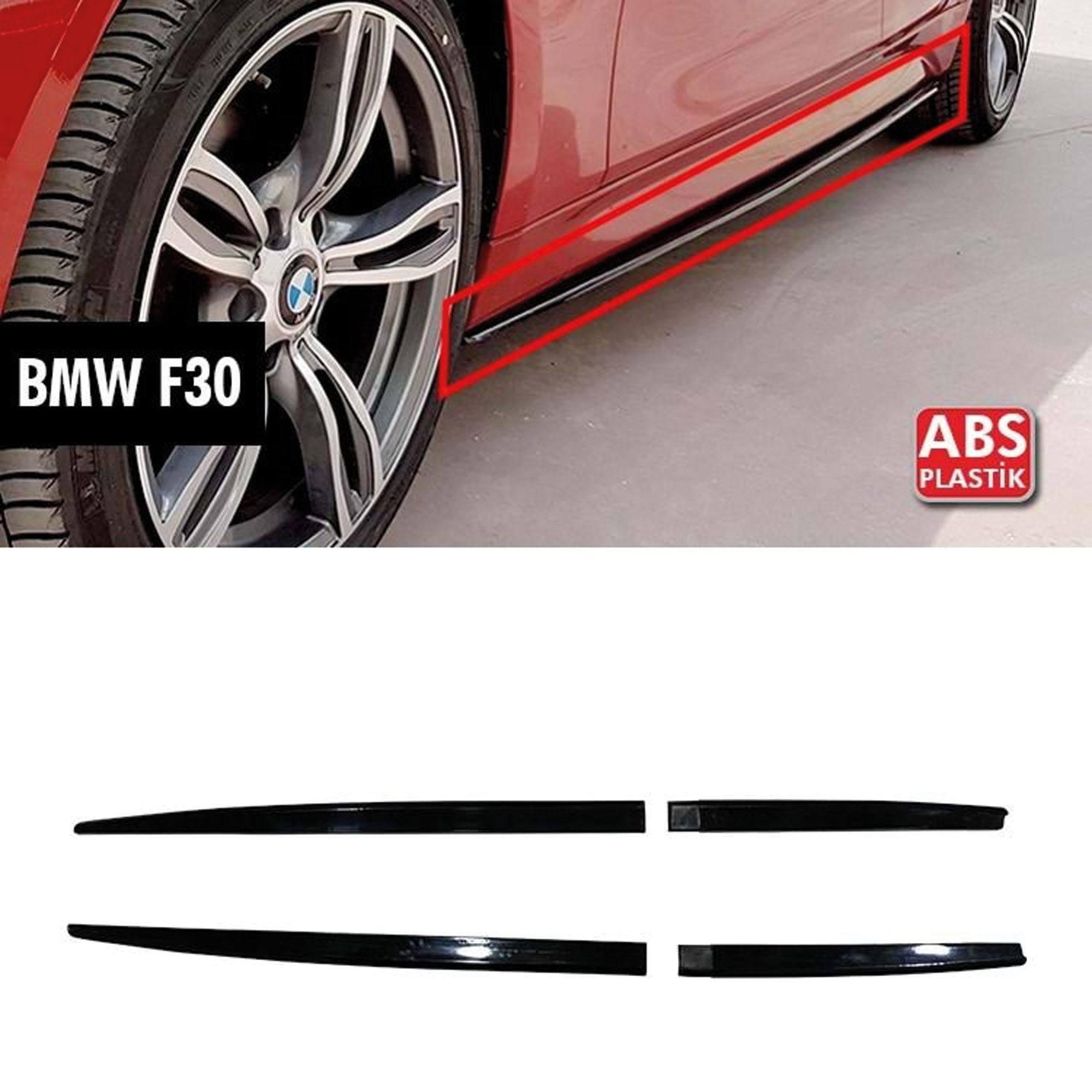 TEMU Jantes latérales pour tous les modèles de voitures universelles 205cm f30 4 pièces Tige d'extension Lip Splitter Bumper Side Lip Spoiler