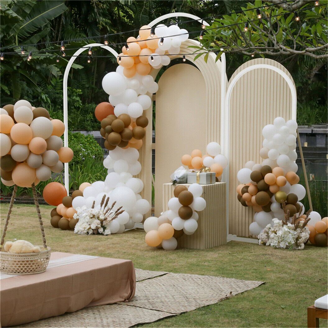 Image of 3 Sets White Metal Wedding Arch Arched Backdrop Stand 1.5m, , 2m Wedding Garden Frame For Birthday Party Ceremony Baby Shower Graduation Decoration Wedding Ceremony