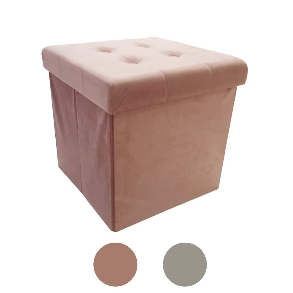 Image of Velvet Folding Storage Ottoman With Lid, Cube Footstool With Seat And Storage Box, Footrest For Living Room And Bedroom, 38*38*38 Cm