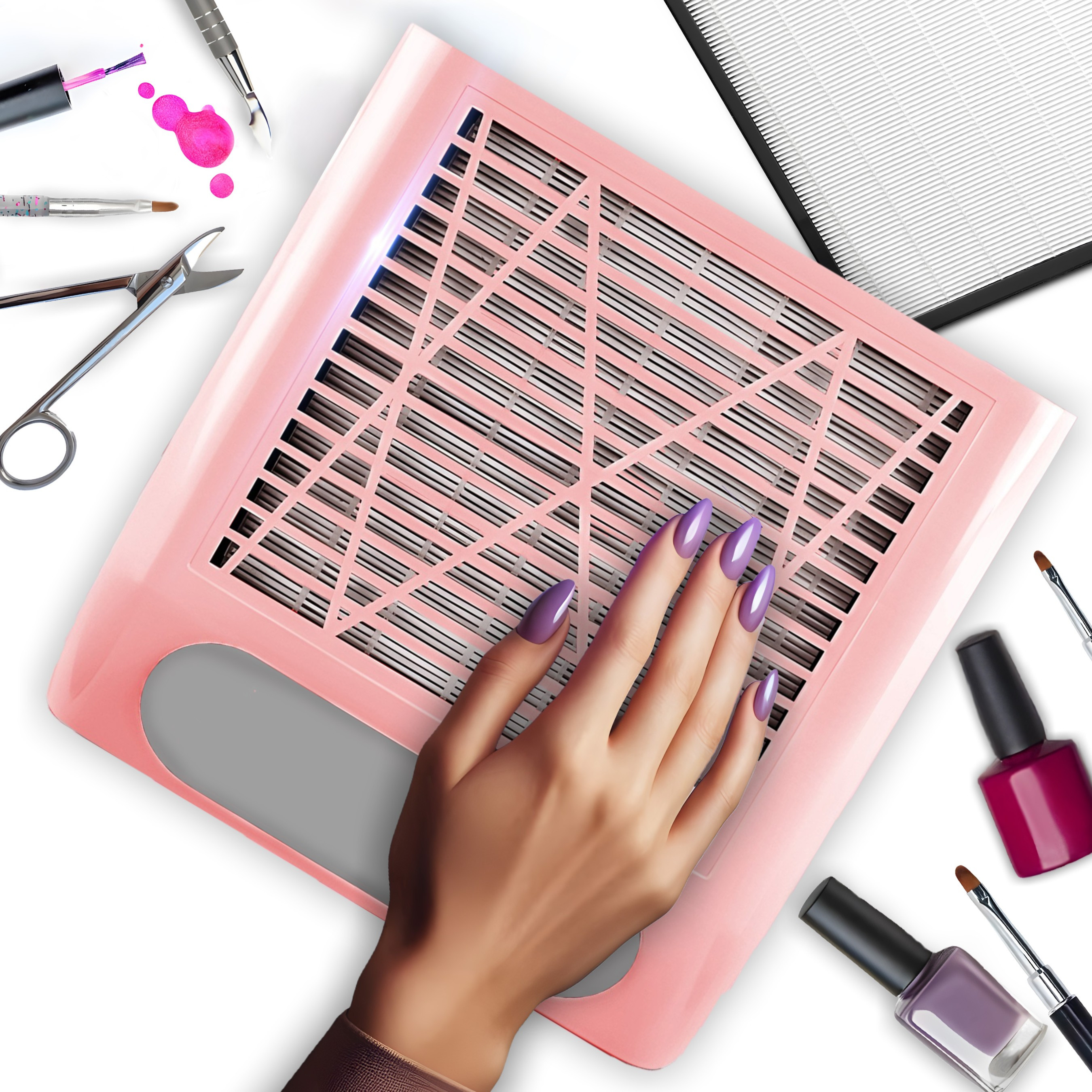 TEMU Aspirateur à poussière de ponçage pour ongles RETOO 80W, Aspirateur professionnel sac pour manucure, Filtre remplaçable , Haute efficacité 4500