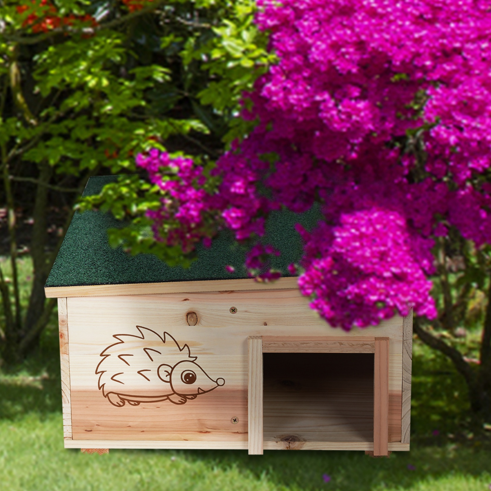 TEMU Wooden Hedgehog House: Hedgehog Hamster Habitat Shelter House Garden Nature Feeding Box With Removable Roof