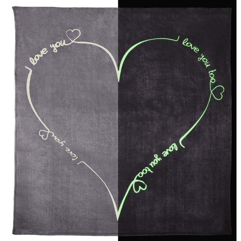 Love You Heart Grey -the-dark Cozy Plush Blanket