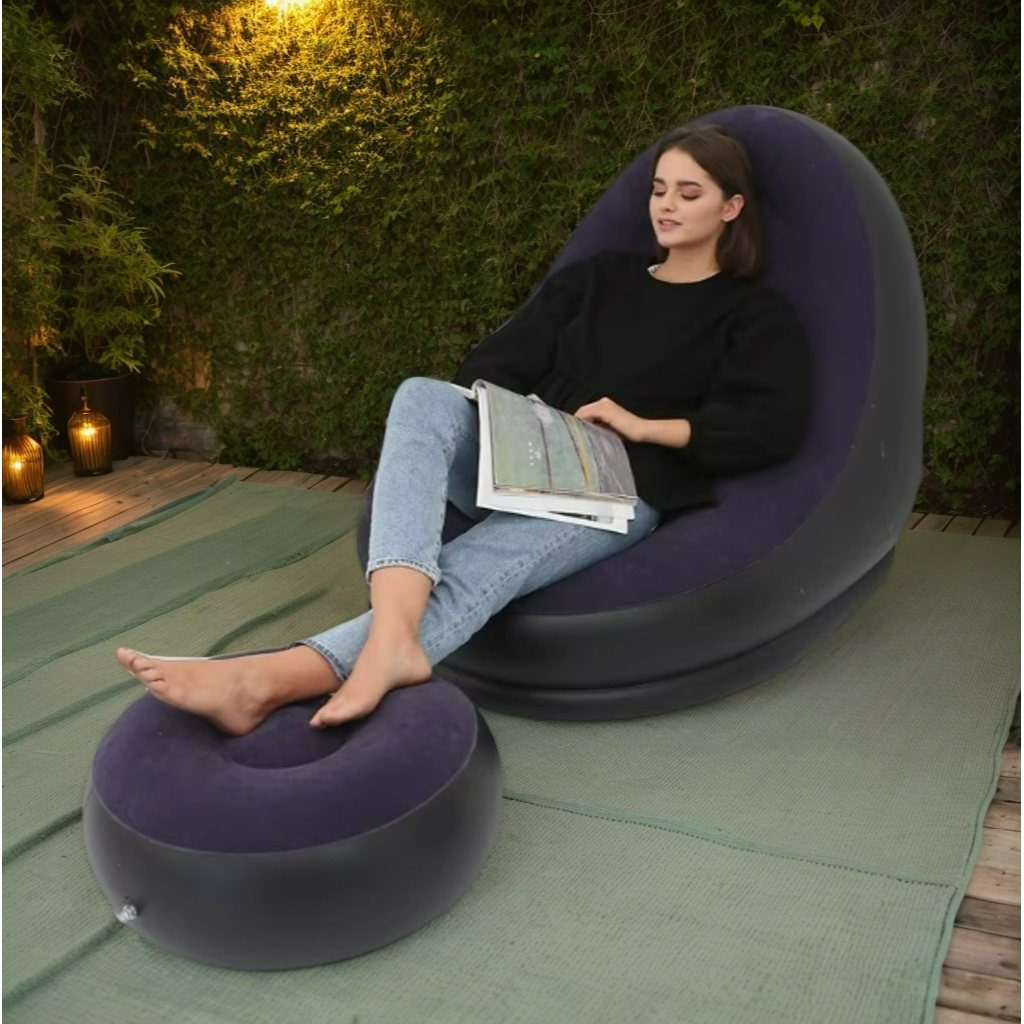 TEMU Set de Sofás Hinchables con Superficie Flockada – y Confortable para Espacios Reducidos y Actividades Temporales