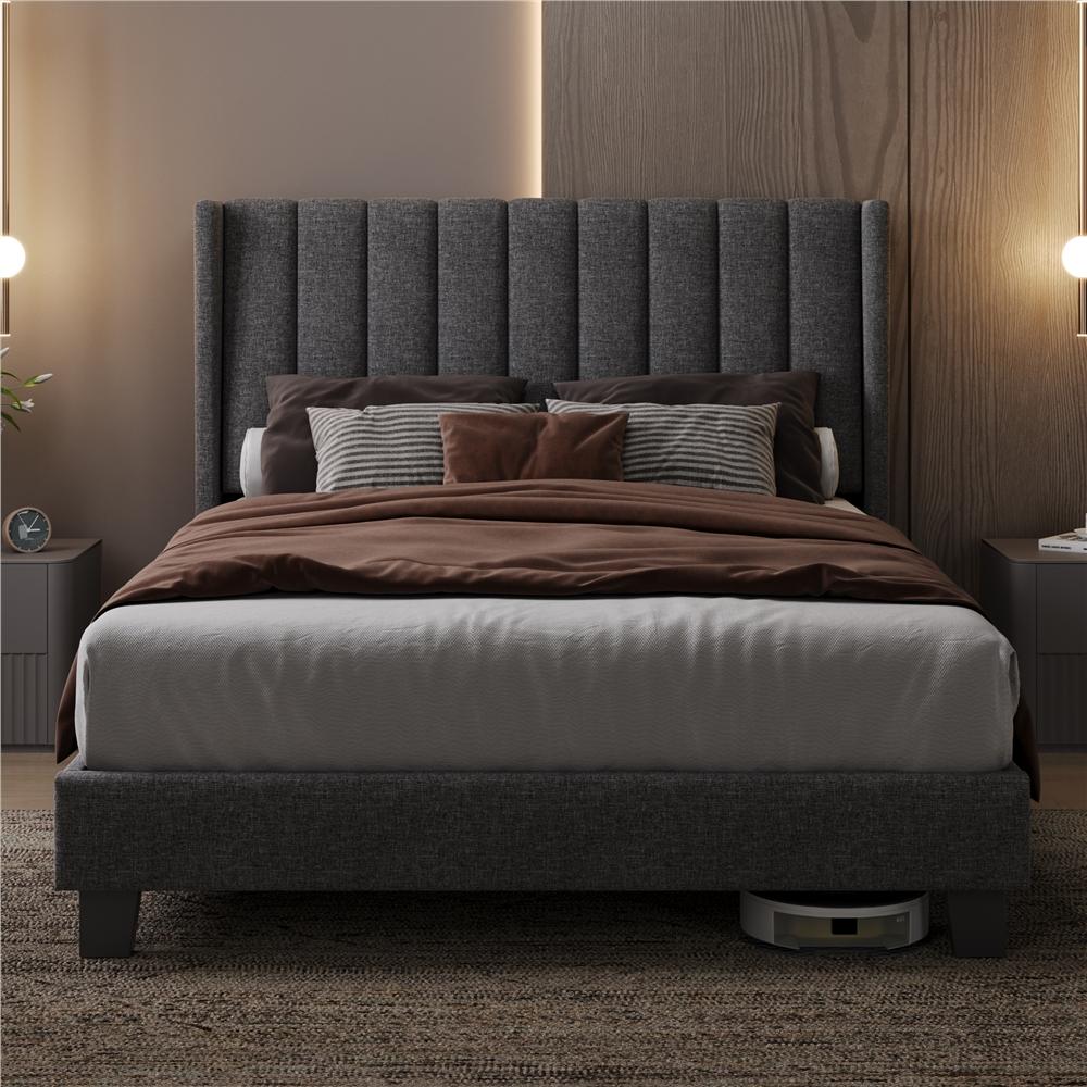 TEMU Costoffs Struttura del Letto Imbottita con Regolabile in Altezza Struttura Letto con Rete a Doghe in Legno e Metallo Stile Moderno per la Camera