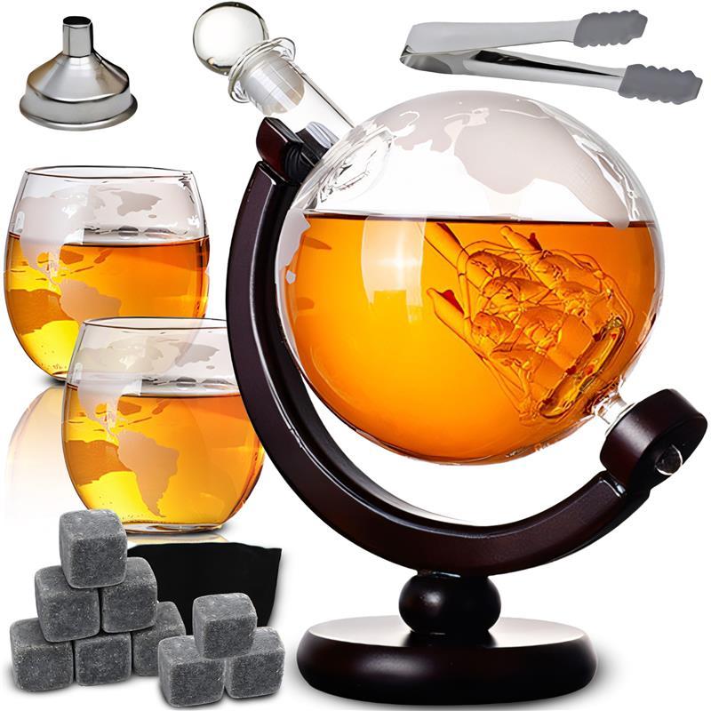 E-shop Whisky Set Retoo , -Eichenholzbehälter, Gläser, Whisky -Eichenholzbehälter, Geschenk für Papa, Geschenk für Ihn, Handgefertigt, -Effekt,