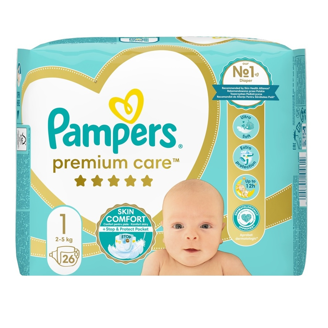 TEMU Premium Care Diapers, Size 1 (2-5 Kg), 26pcs