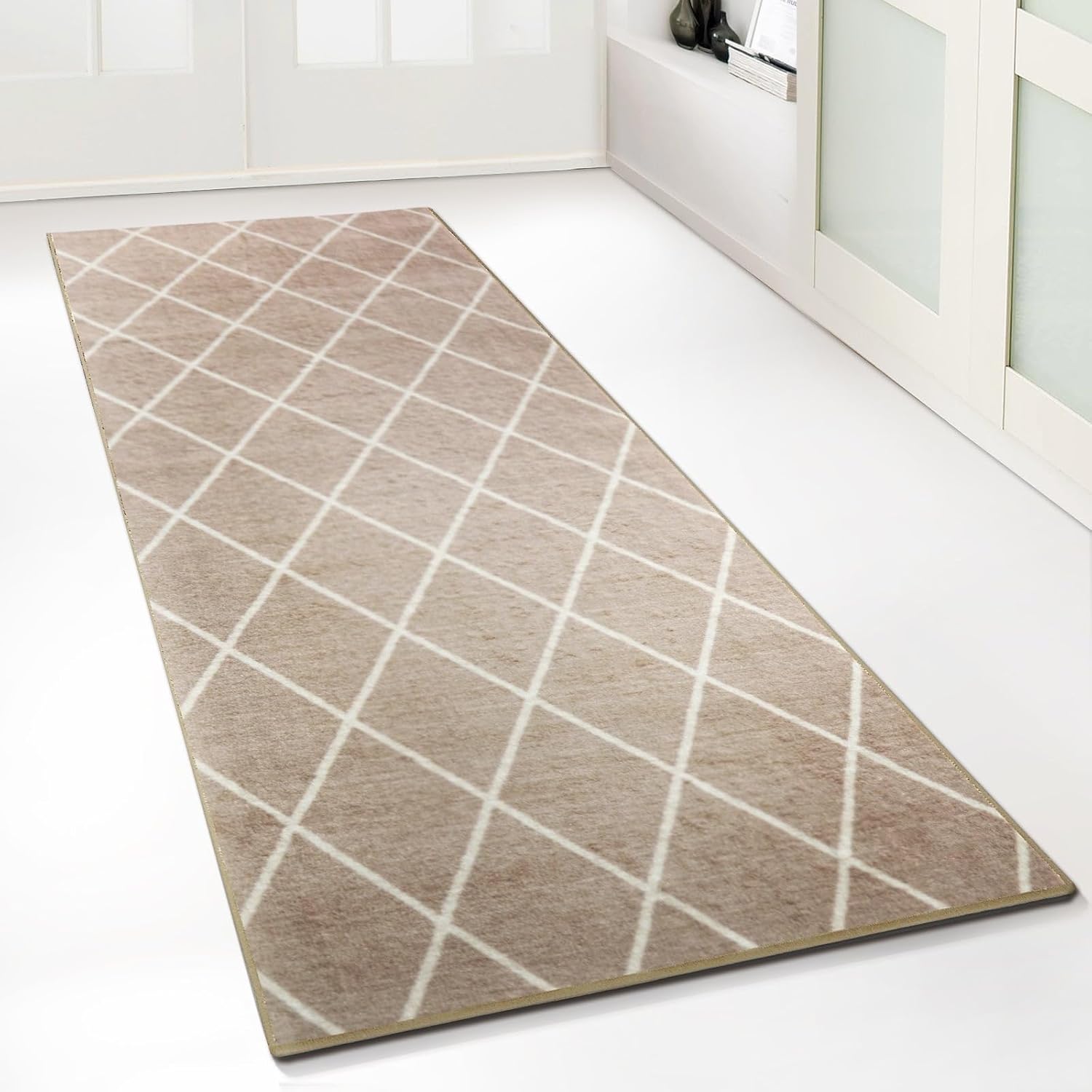 Etm Cosenza Rug Runner – Modern Diamond Design & High-quality - With Non-slip Gel Backing - In & Sizes