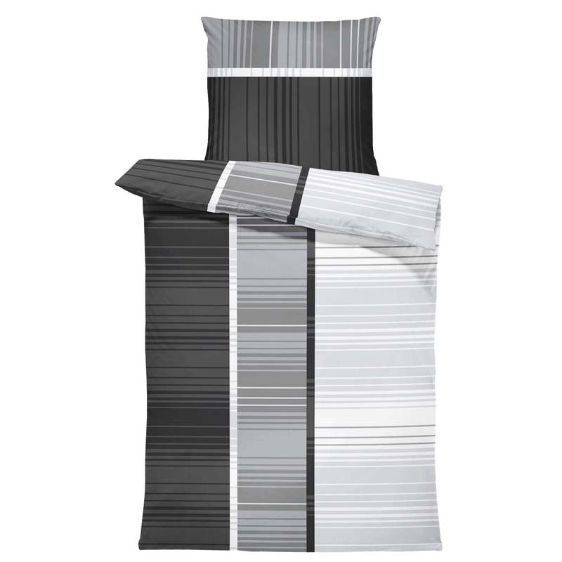 E-shop Bettwäsche gestreift grafisch modern grau weiche Kissenbezug 80x80 cm