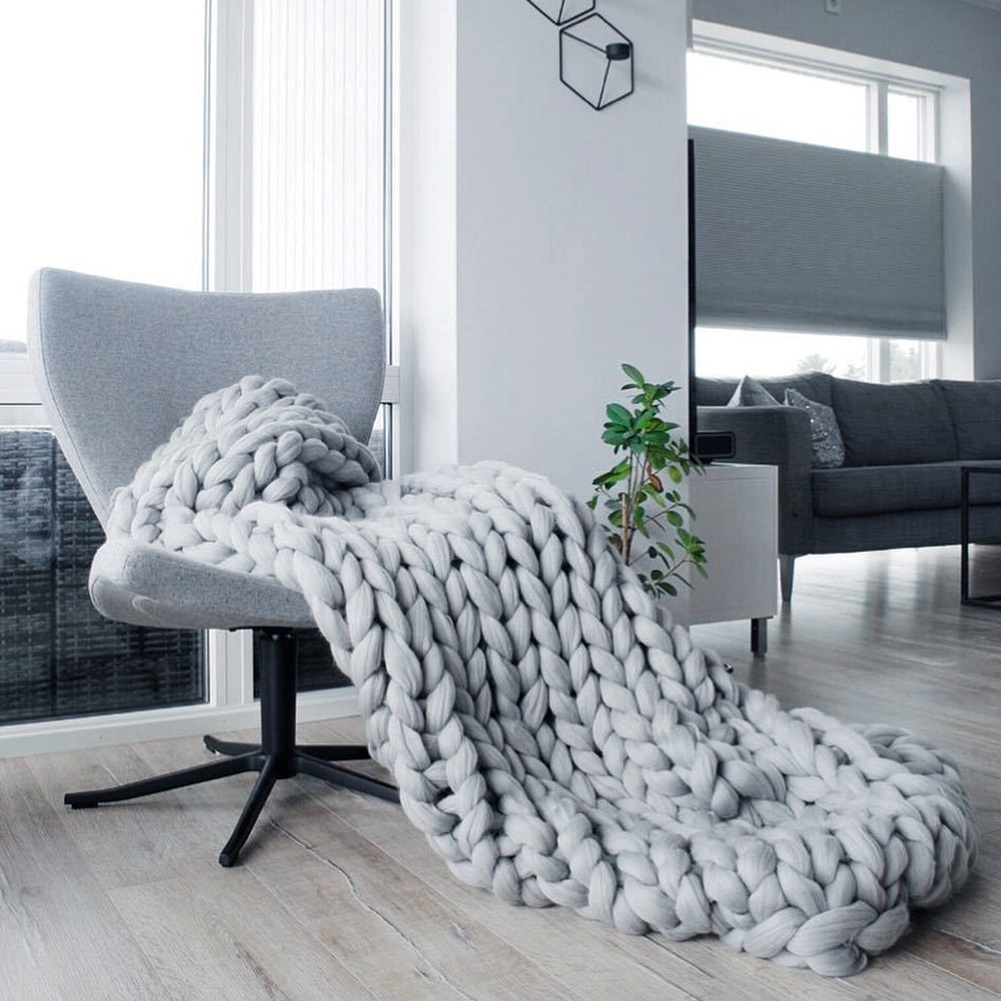 TEMU 1pc Soft Thicked Chunky Knit Sofa Blanket, Handmade Thick Cable Knit Crochet Sofa Cover, Large Sofa Cushion For Couch, Sofa, Bed, Home Decor,